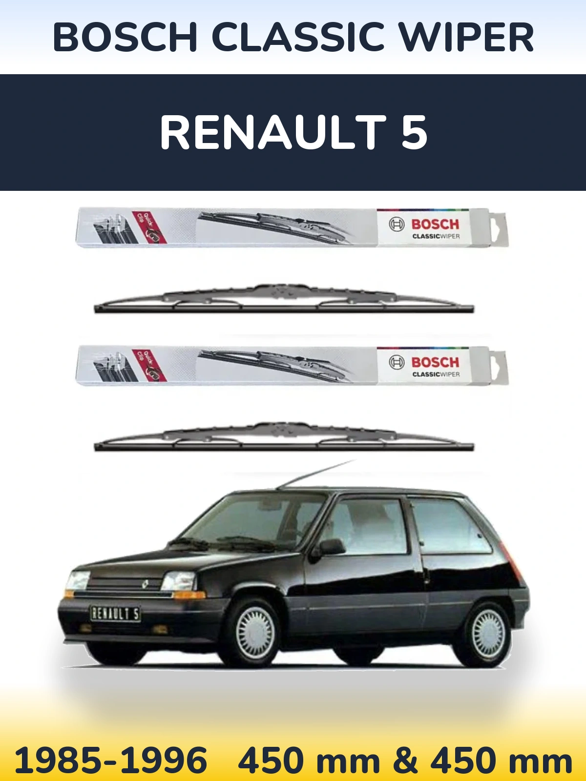 Sada předních stěračů BOSCH Classic Wiper 450 a 450 mm pro Renault 5 1985-1996