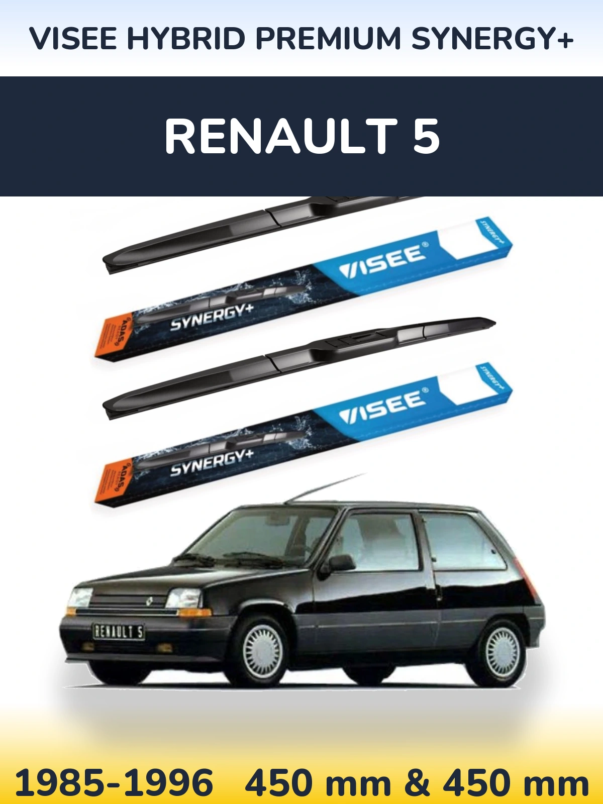 Sada předních stěračů VISEE HYBRID PREMIUM SYNERGY+ 450 a 450 mm pro Renault 5 1985-1996