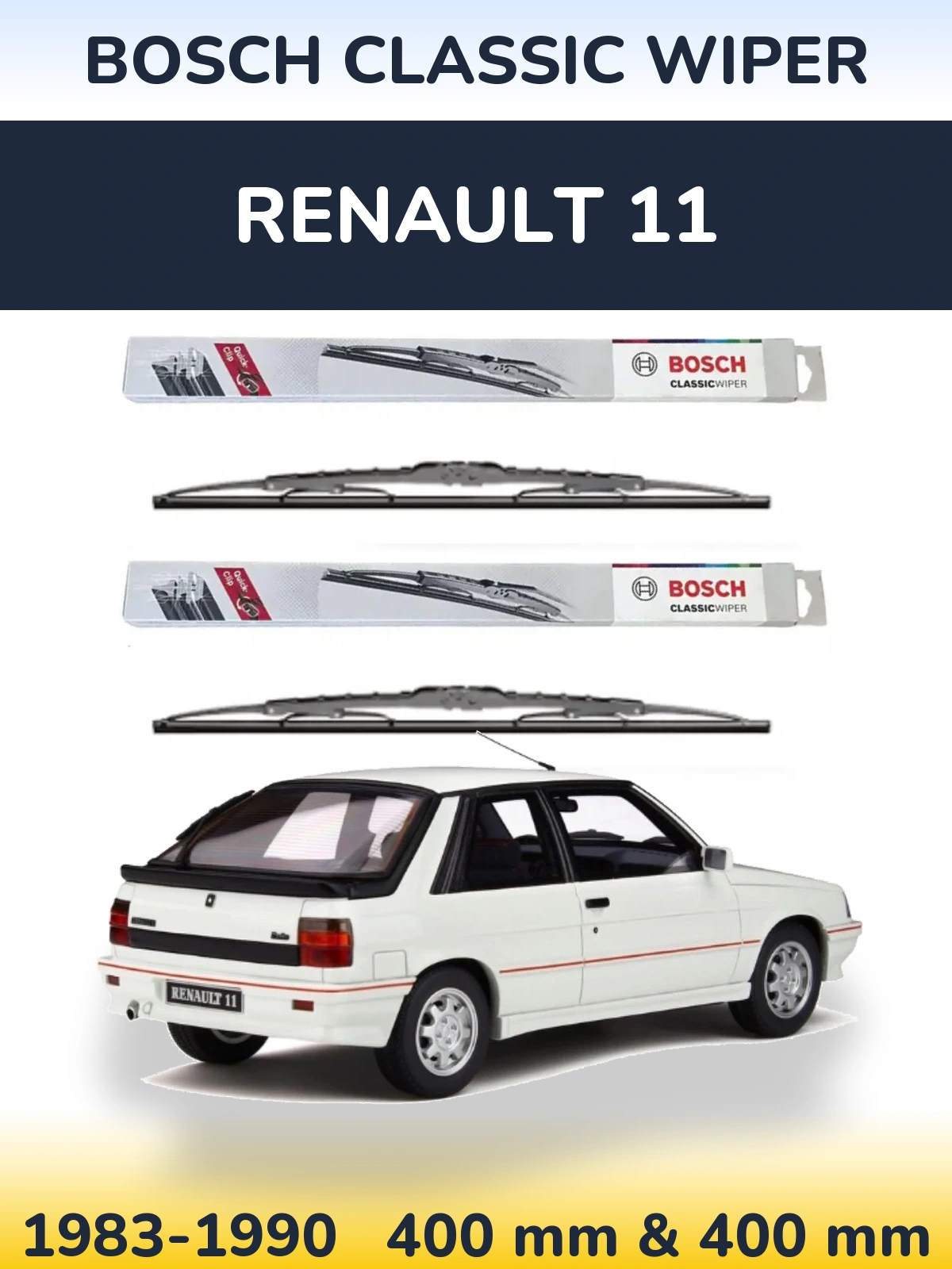 Sada předních stěračů BOSCH Classic Wiper 400 a 400 mm pro Renault 11 1983-1990