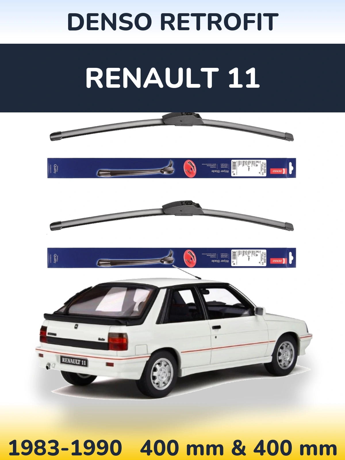 Sada předních stěračů Denso Retrofit 400 a 400 mm pro Renault 11 1983-1990