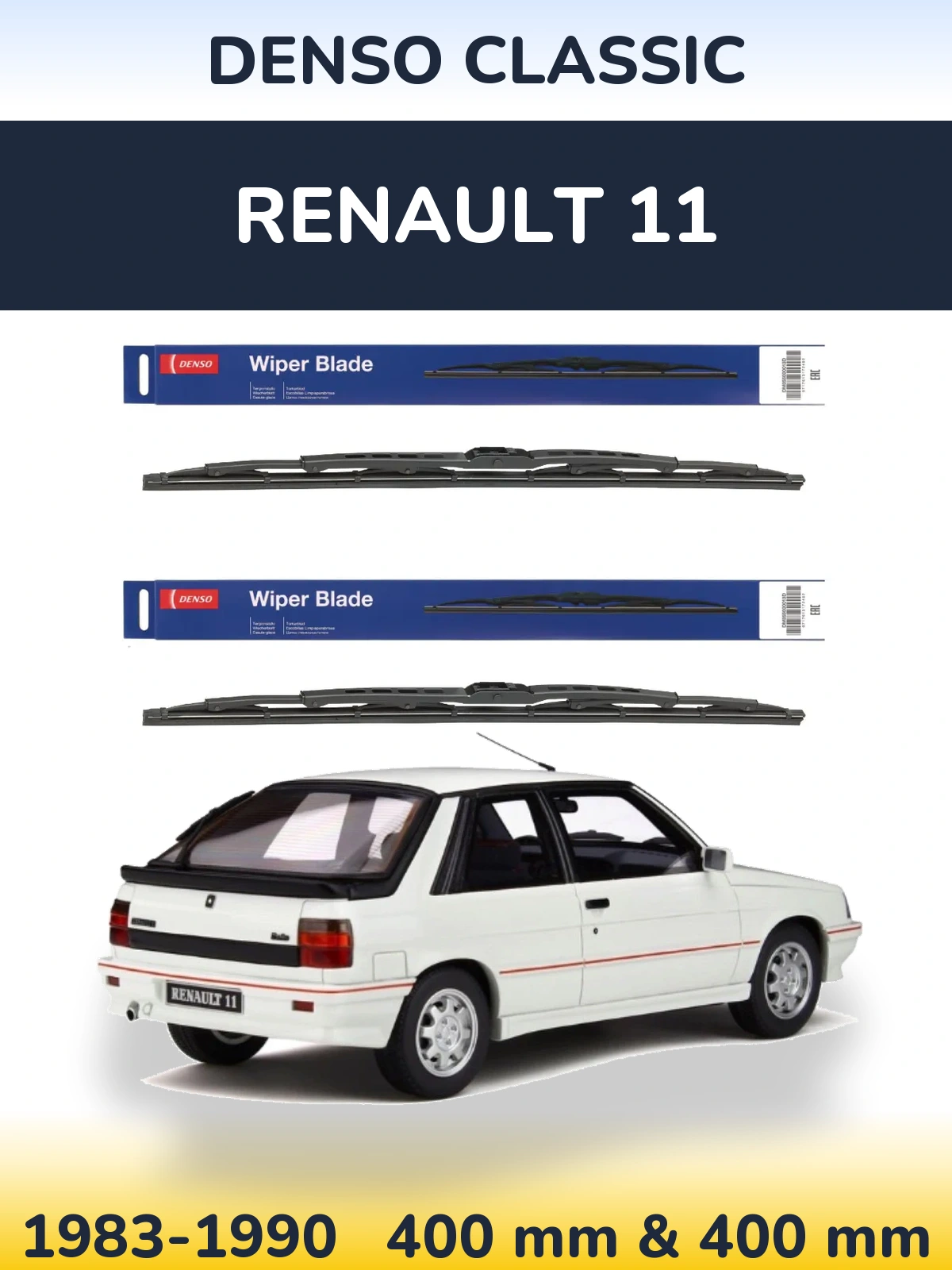 Sada předních stěračů Denso Classic 400 a 400 mm pro Renault 11 1983-1990