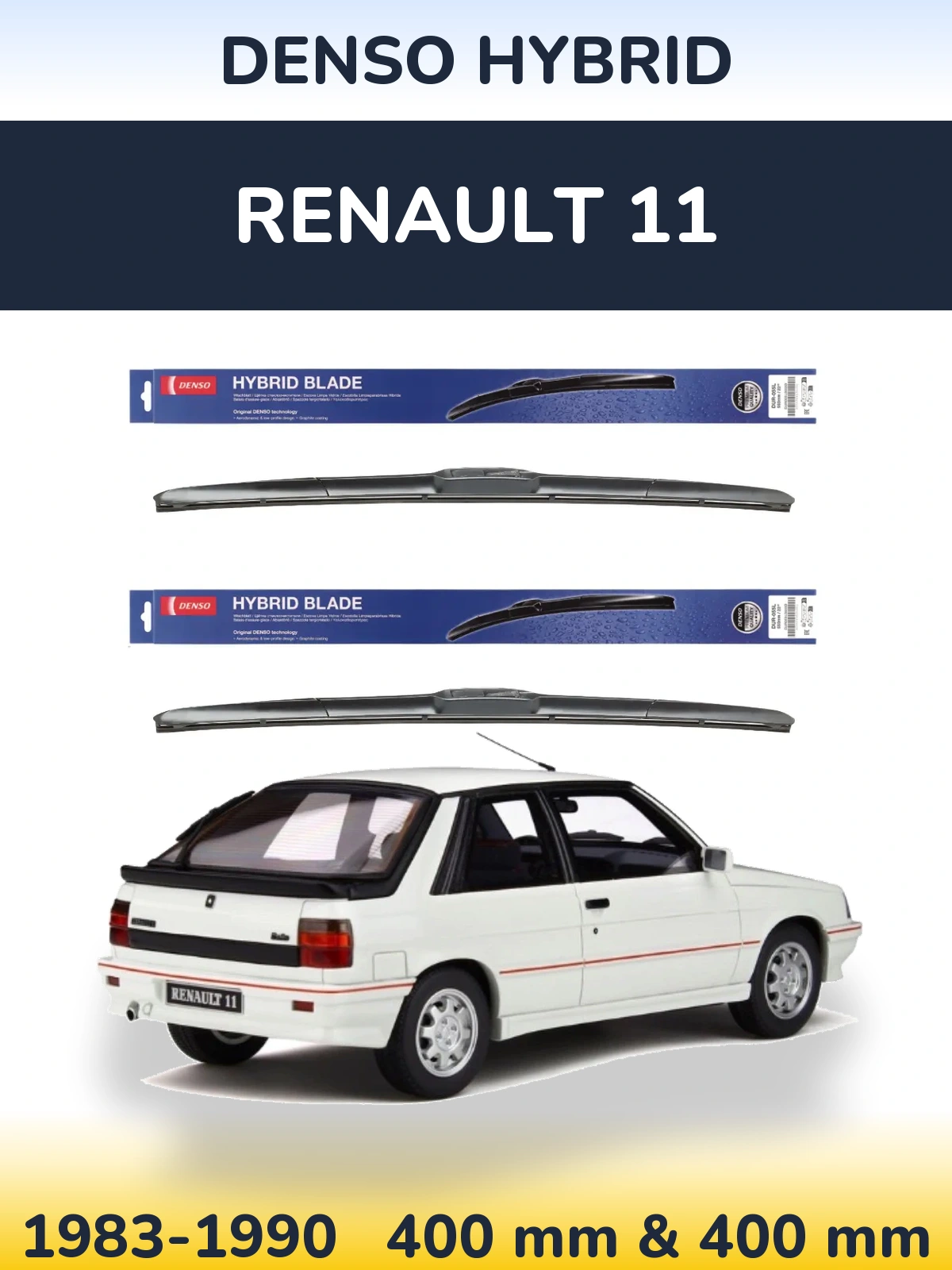 Sada předních stěračů Denso Hybrid 400 a 400 mm pro Renault 11 1983-1990