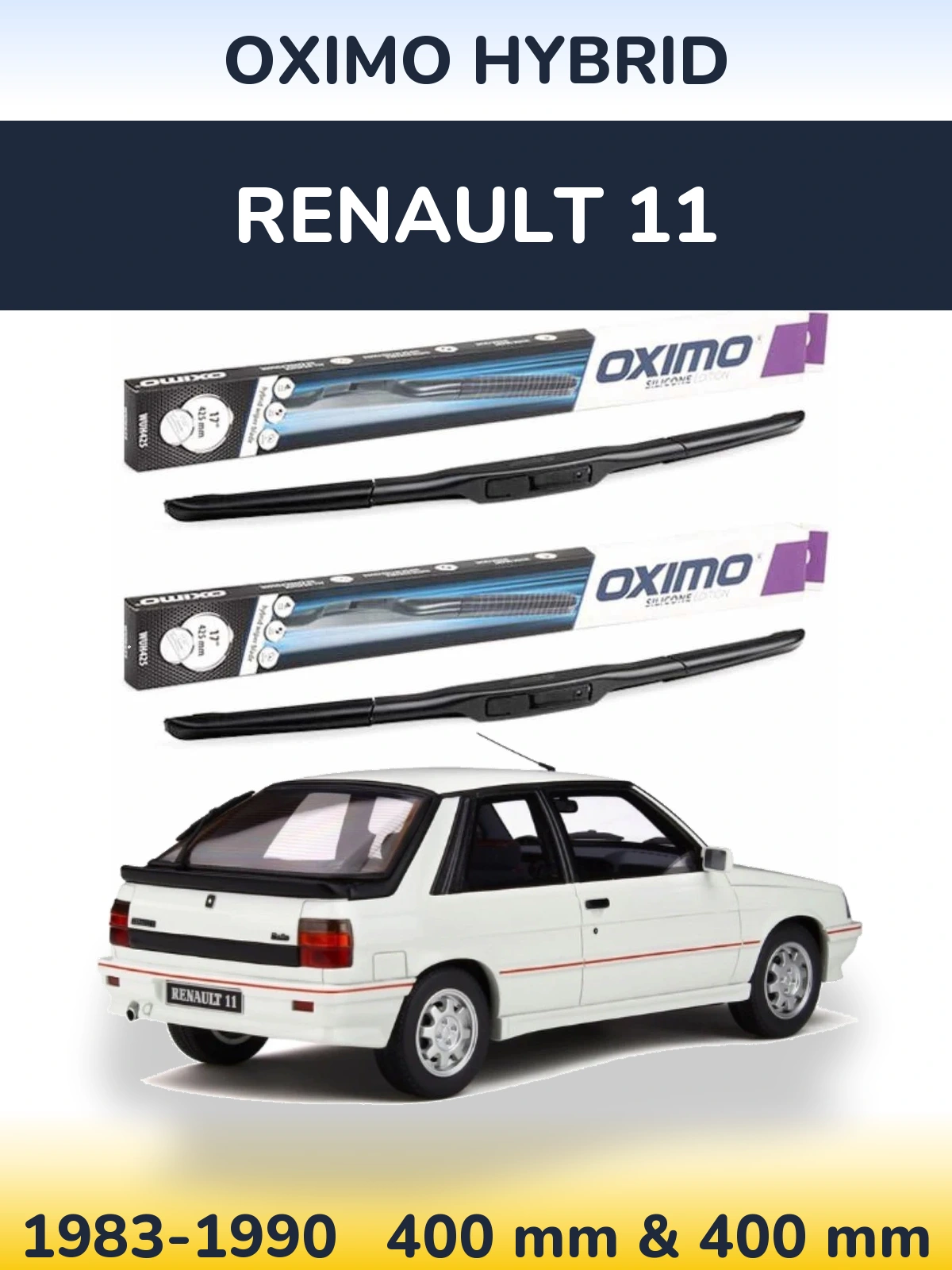 Sada předních stěračů Oximo Hybrid 400 a 400 mm pro Renault 11 1983-1990