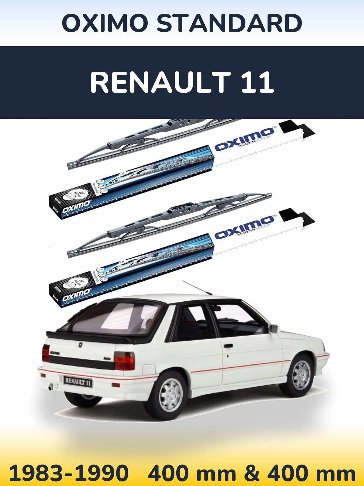 Sada předních stěračů Oximo Standard 400 a 400 mm pro Renault 11 1983-1990