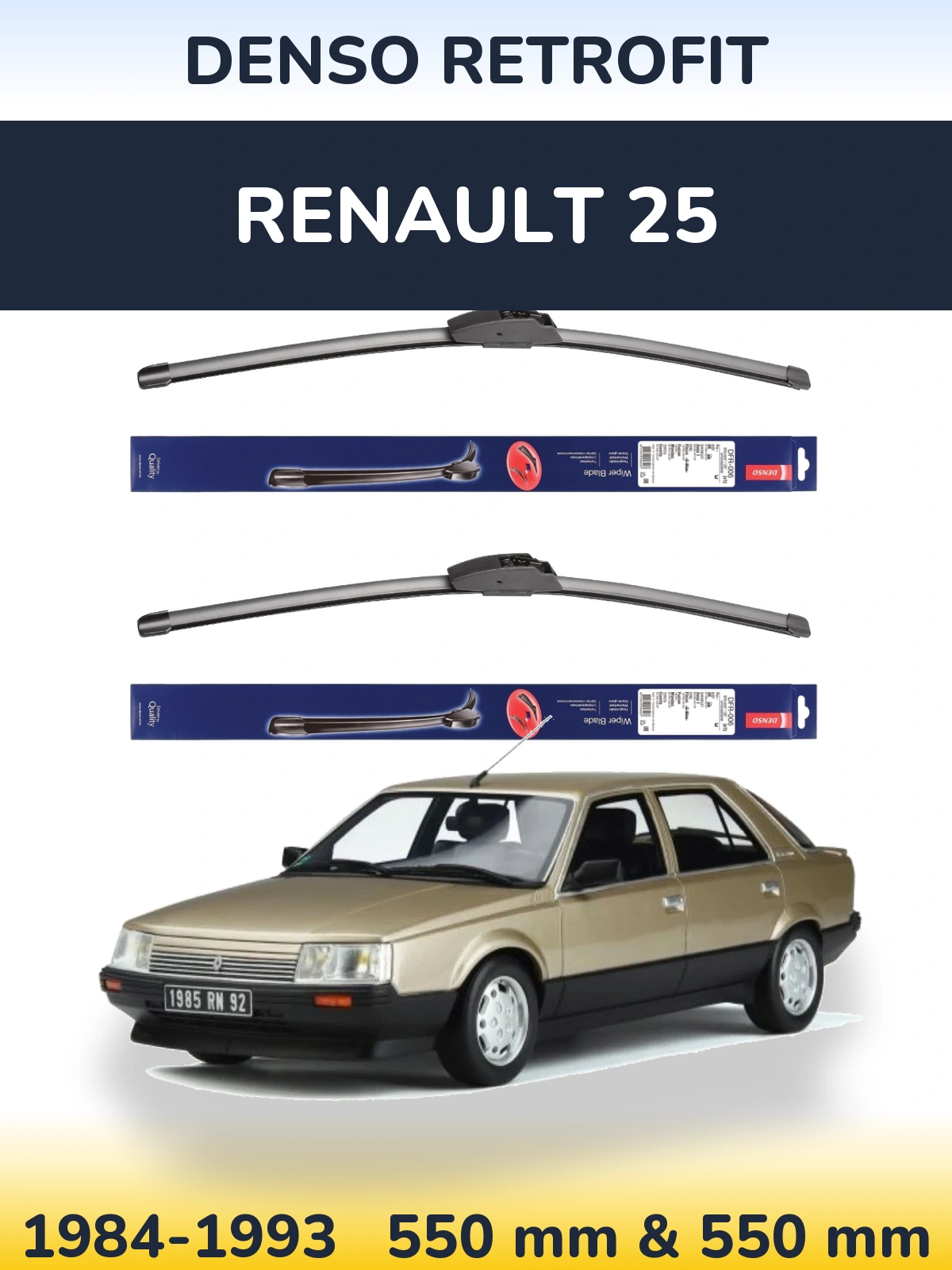 Sada předních stěračů Denso Retrofit 550 a 550 mm pro Renault 25 1984-1993