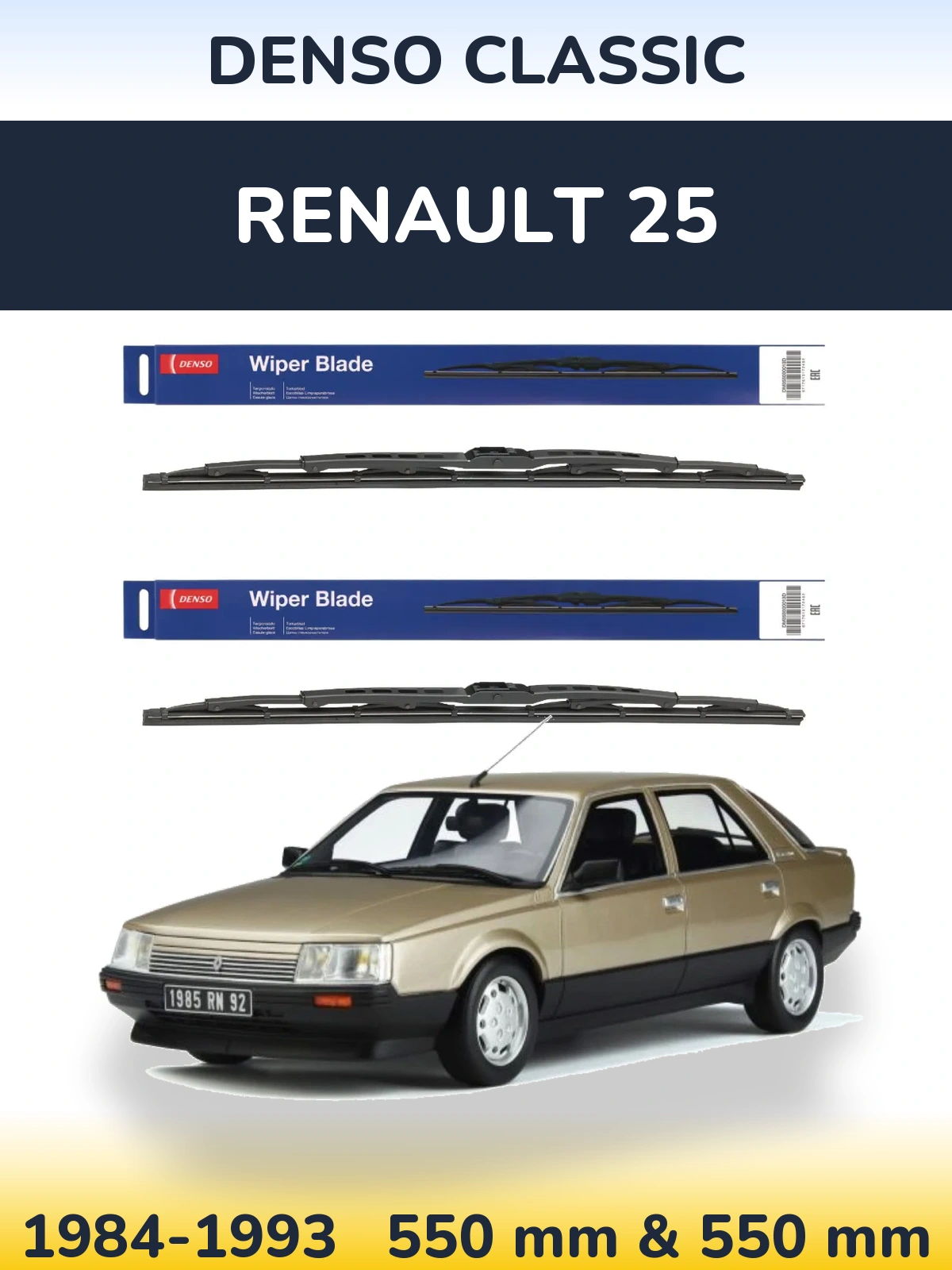 Sada předních stěračů Denso Classic 550 a 550 mm pro Renault 25 1984-1993