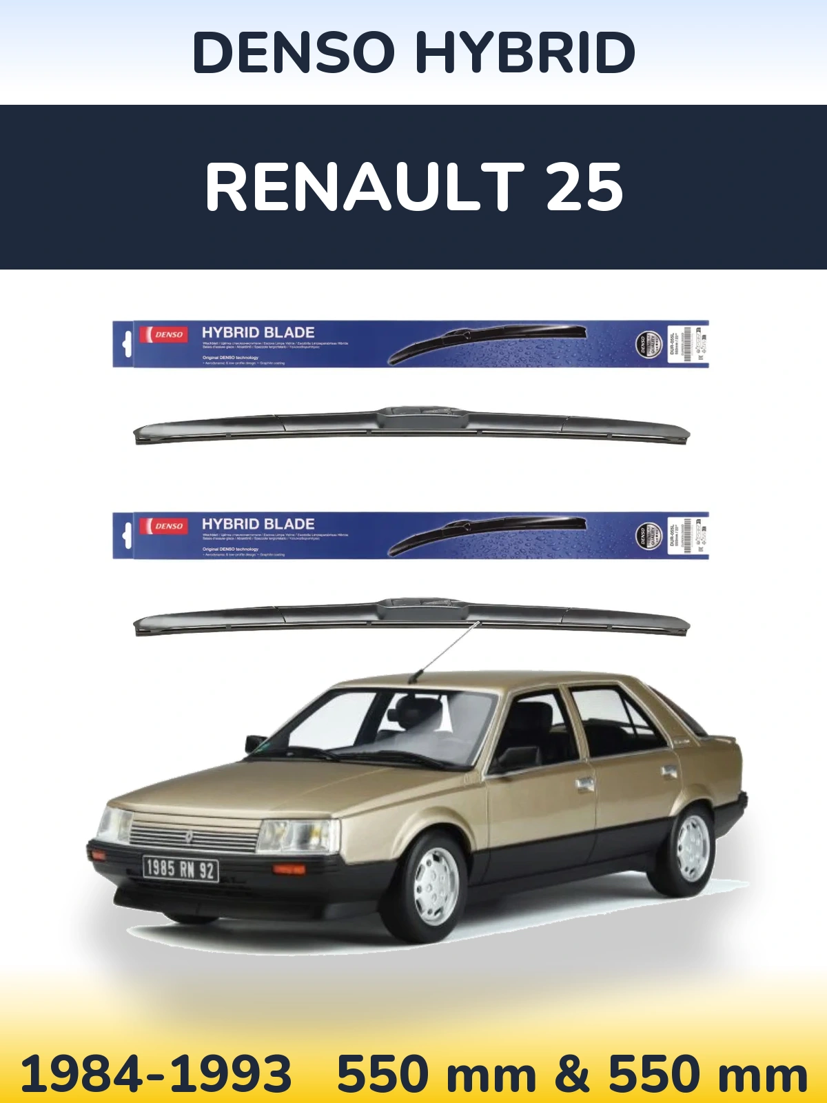 Sada předních stěračů Denso Hybrid 550 a 550 mm pro Renault 25 1984-1993