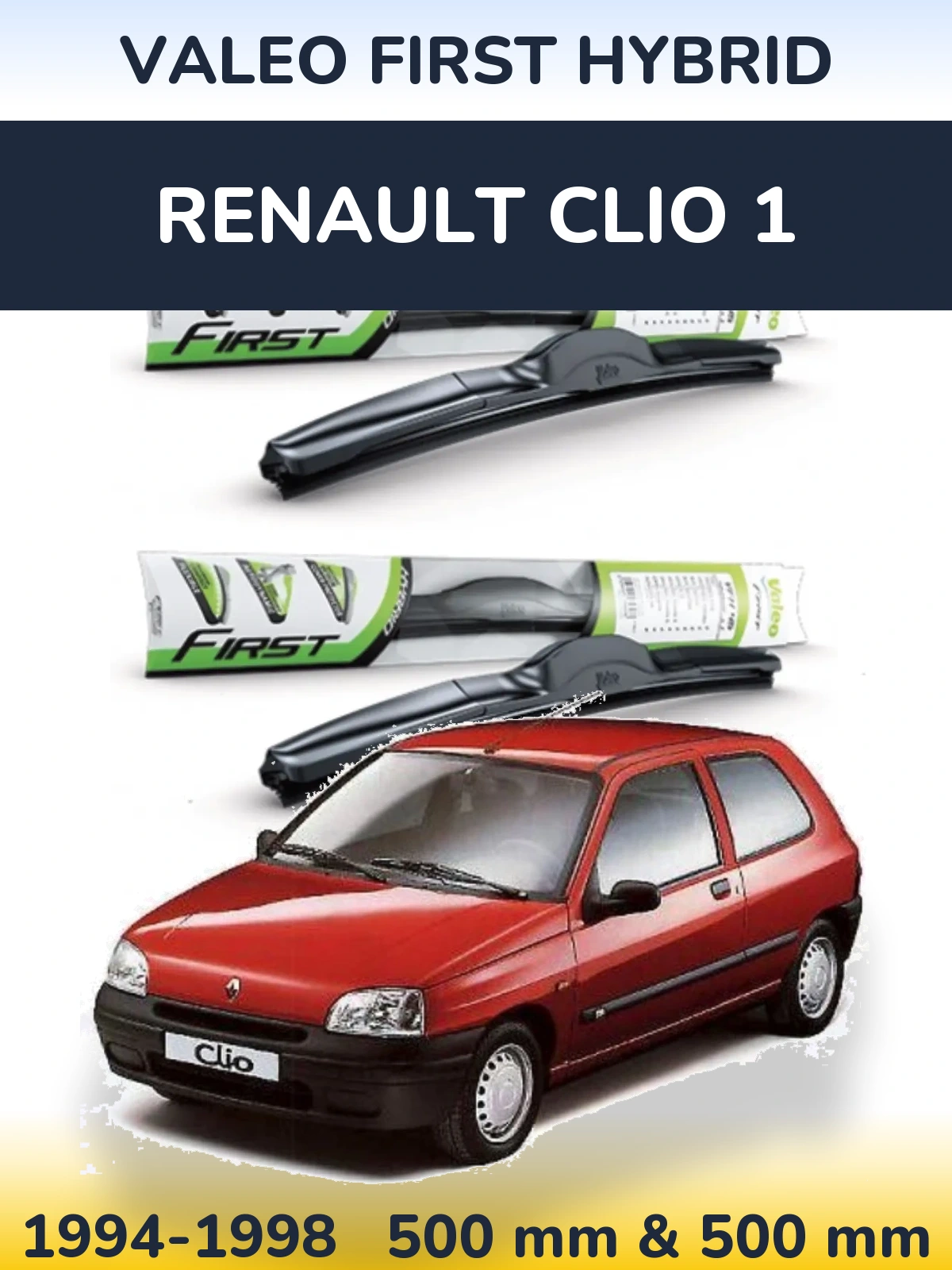 Sada předních stěračů Valeo First Hybrid 500 a 500 mm pro Renault Clio 1 1994-1998
