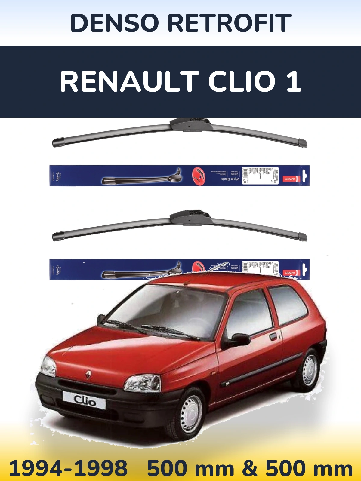 Комплект передніх щіток Denso Retrofit 500 & 500 мм для Renault Clio 1 1994-1998