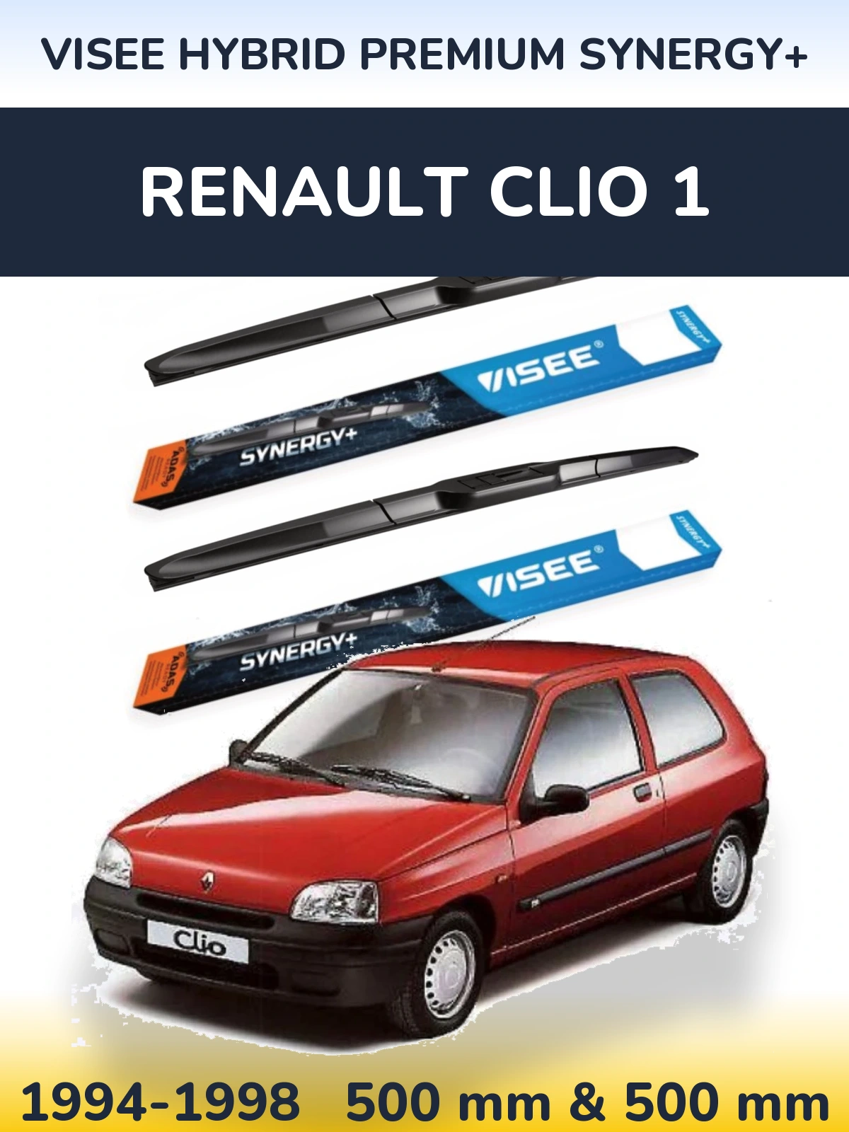 Sada předních stěračů VISEE HYBRID PREMIUM SYNERGY+ 500 a 500 mm pro Renault Clio 1 1994-1998