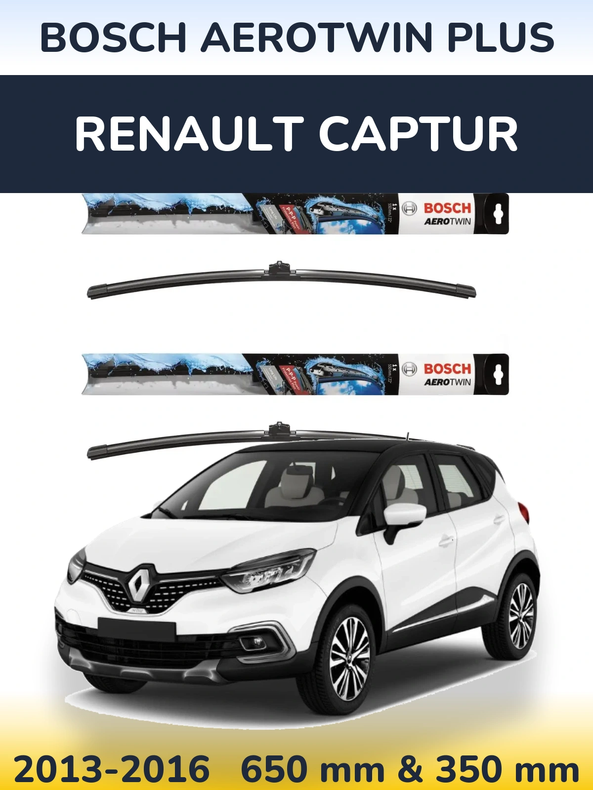 Sada předních stěračů BOSCH AeroTwin Plus 650 a 350 mm pro Renault Captur 2013-2016