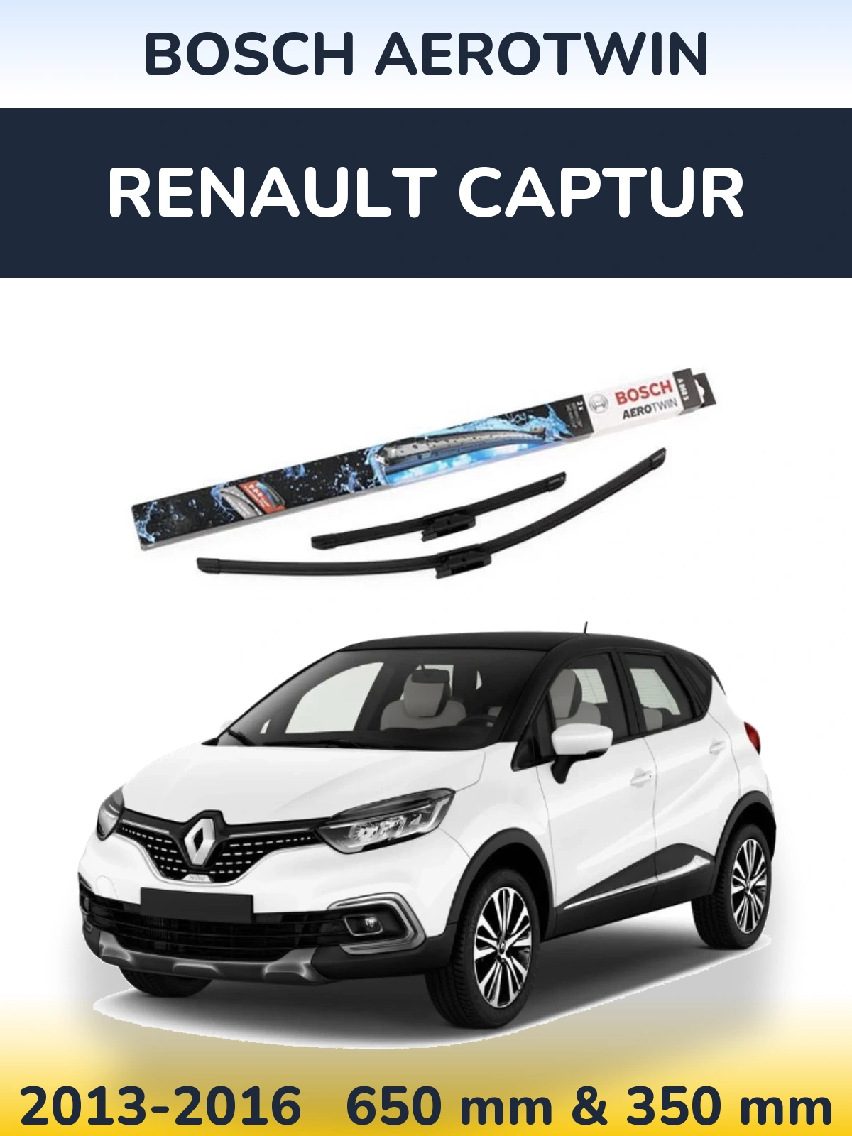 Sada předních stěračů BOSCH AeroTwin 650 a 350 mm pro Renault Captur 2013-2016