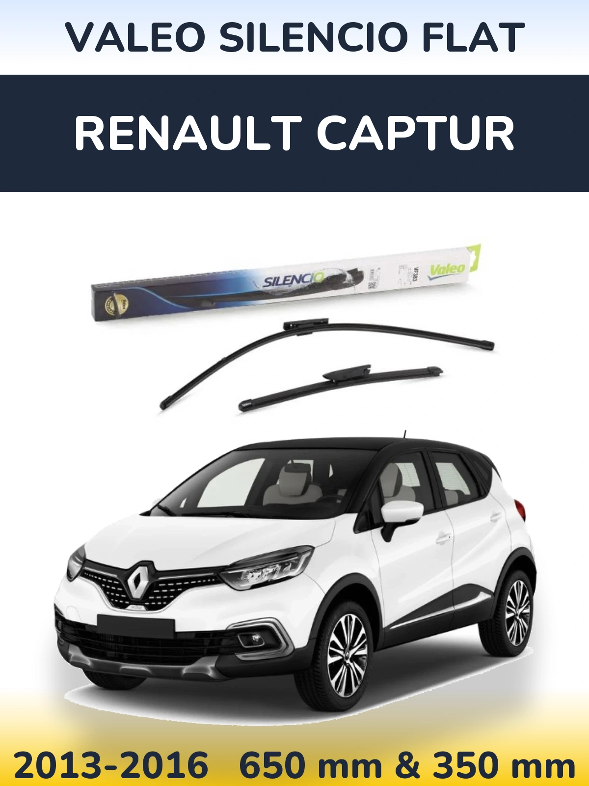 Sada předních stěračů Valeo Silencio Flat 650 a 350 mm pro Renault Captur 2013-2016