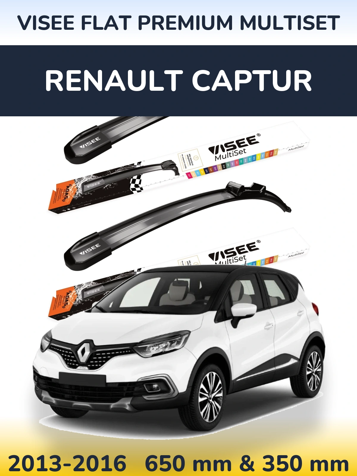 Sada předních stěračů VISEE FLAT PREMIUM MultiSet 650 a 350 mm pro Renault Captur 2013-2016