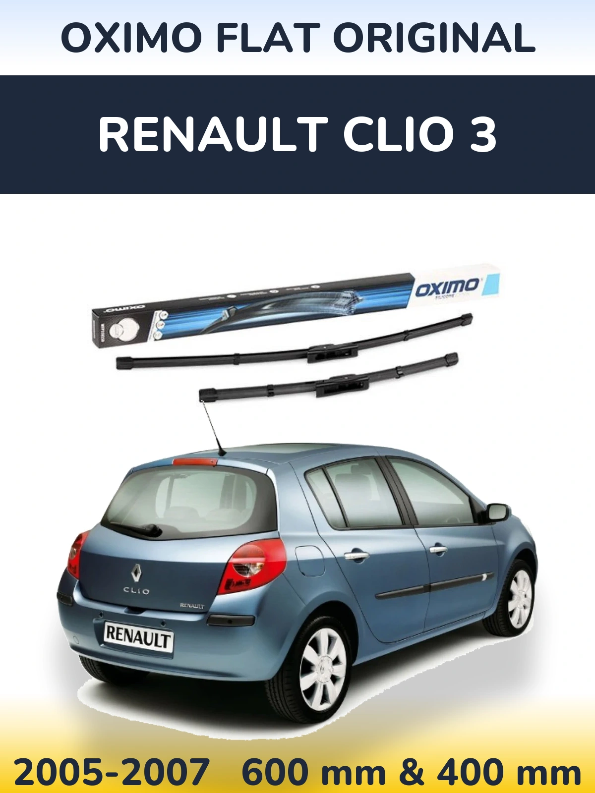 Sada předních stěračů Oximo Flat Original 600 a 400 mm pro Renault Clio 3 2005-2007