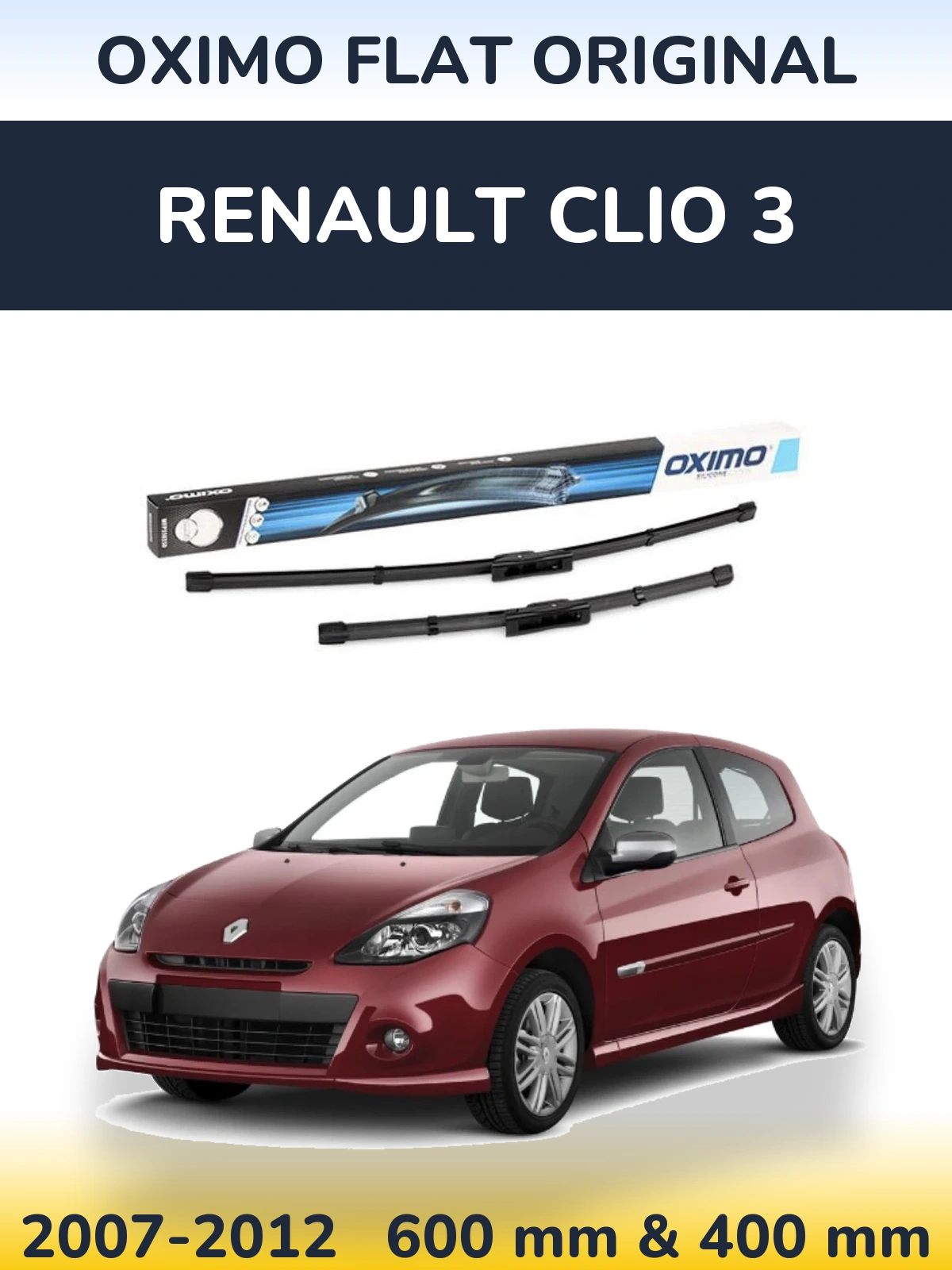 Sada předních stěračů Oximo Flat Original 600 a 400 mm pro Renault Clio 3 2007-2012