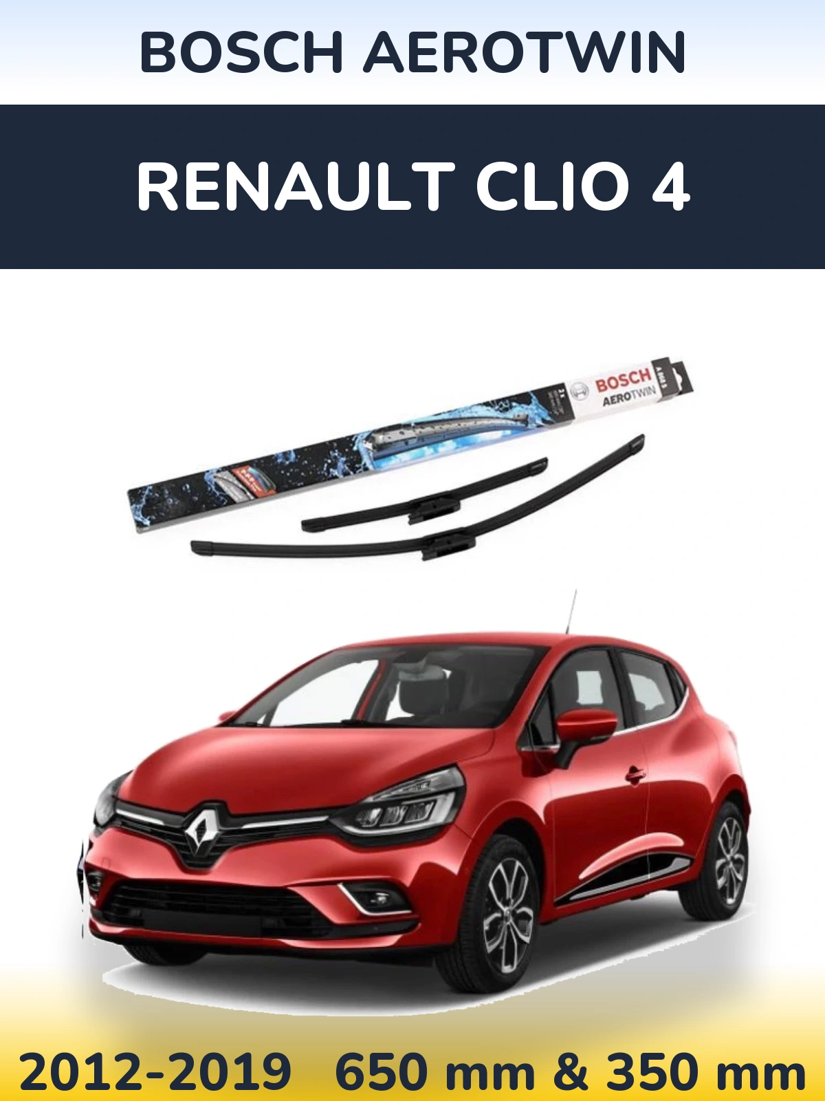 Sada předních stěračů BOSCH AeroTwin 650 a 350 mm pro Renault Clio 4 2012-2019