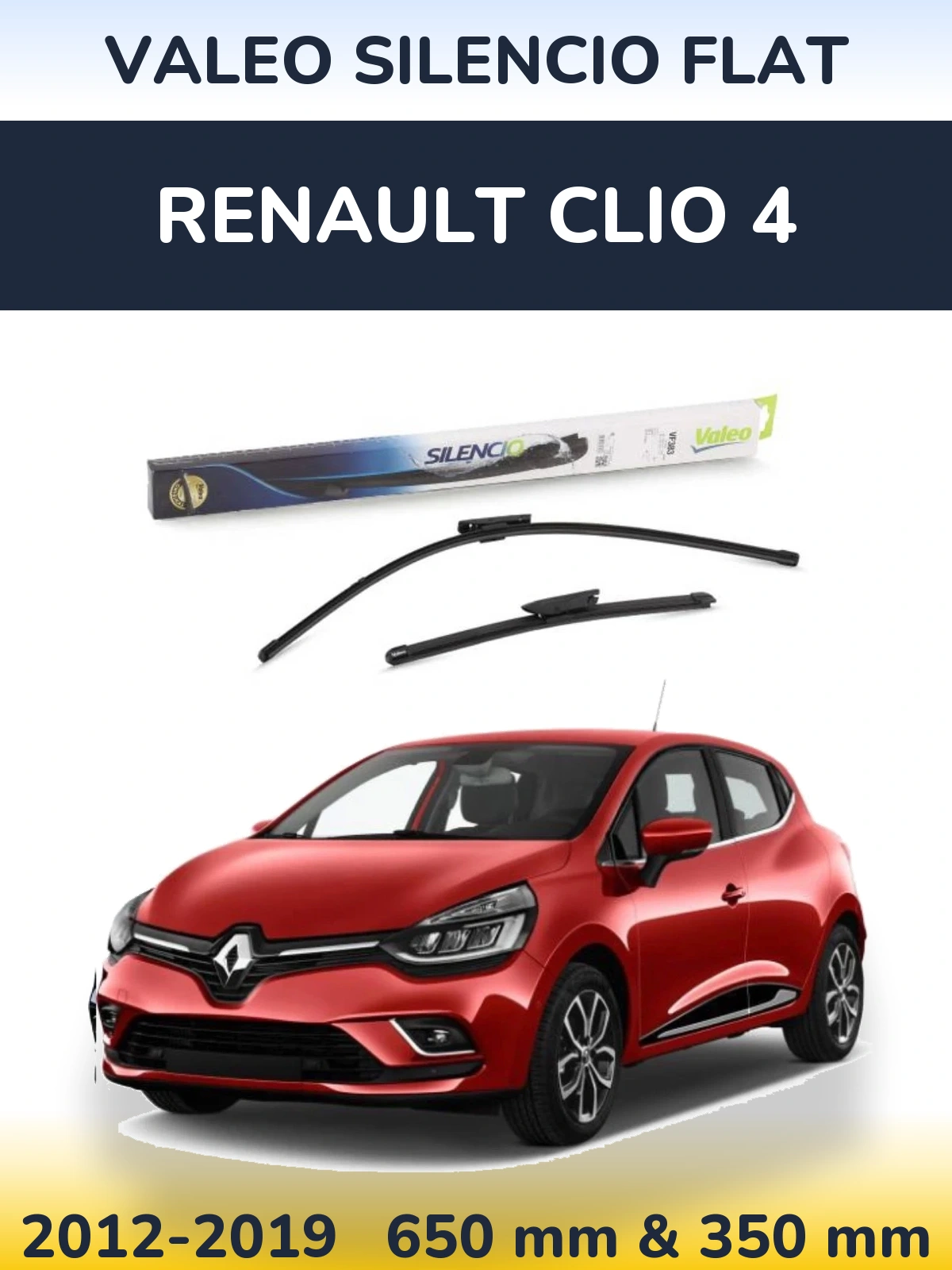 Sada předních stěračů Valeo Silencio Flat 650 a 350 mm pro Renault Clio 4 2012-2019