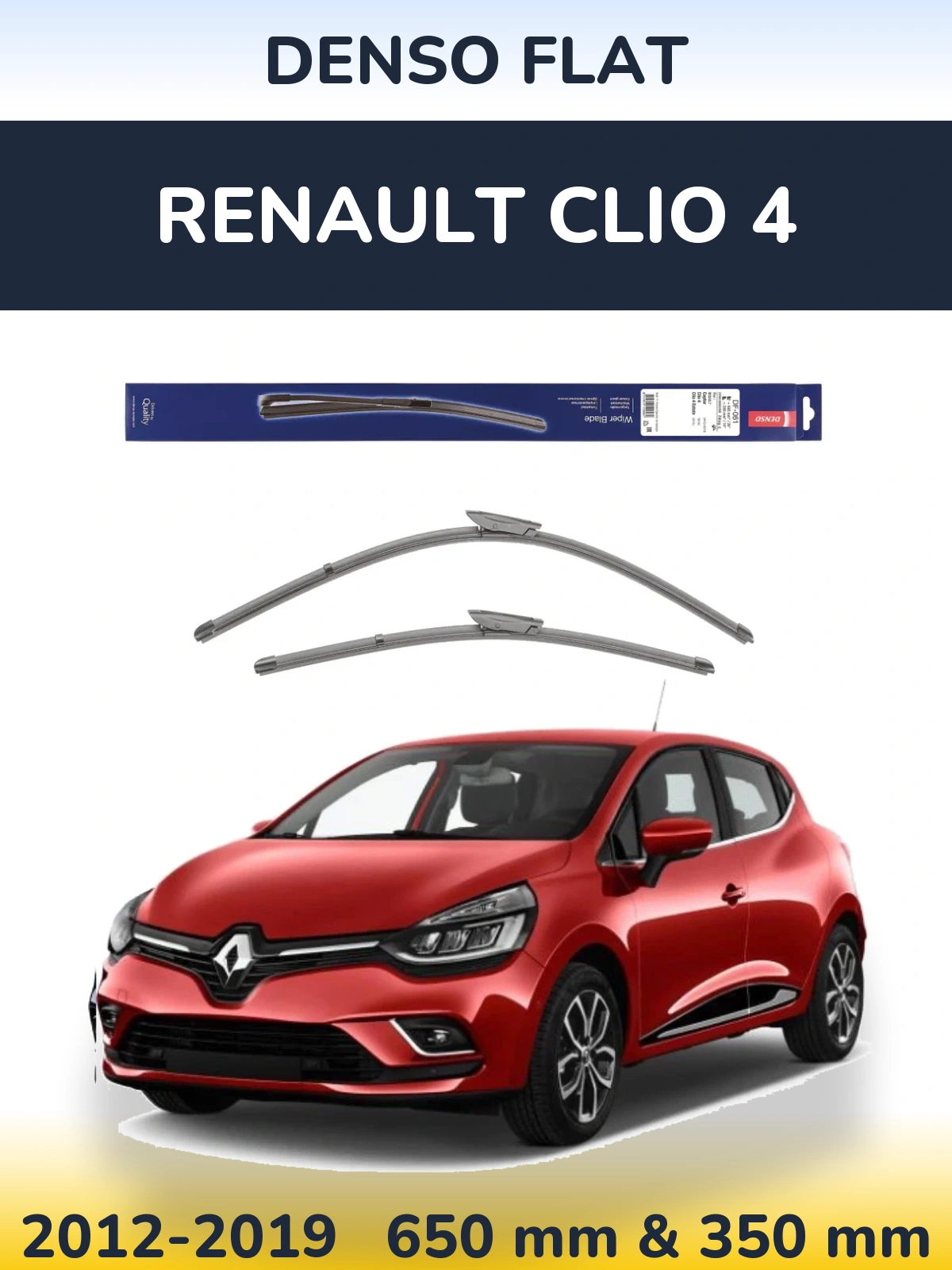 Sada předních stěračů Denso Flat 650 a 350 mm pro Renault Clio 4 2012-2019