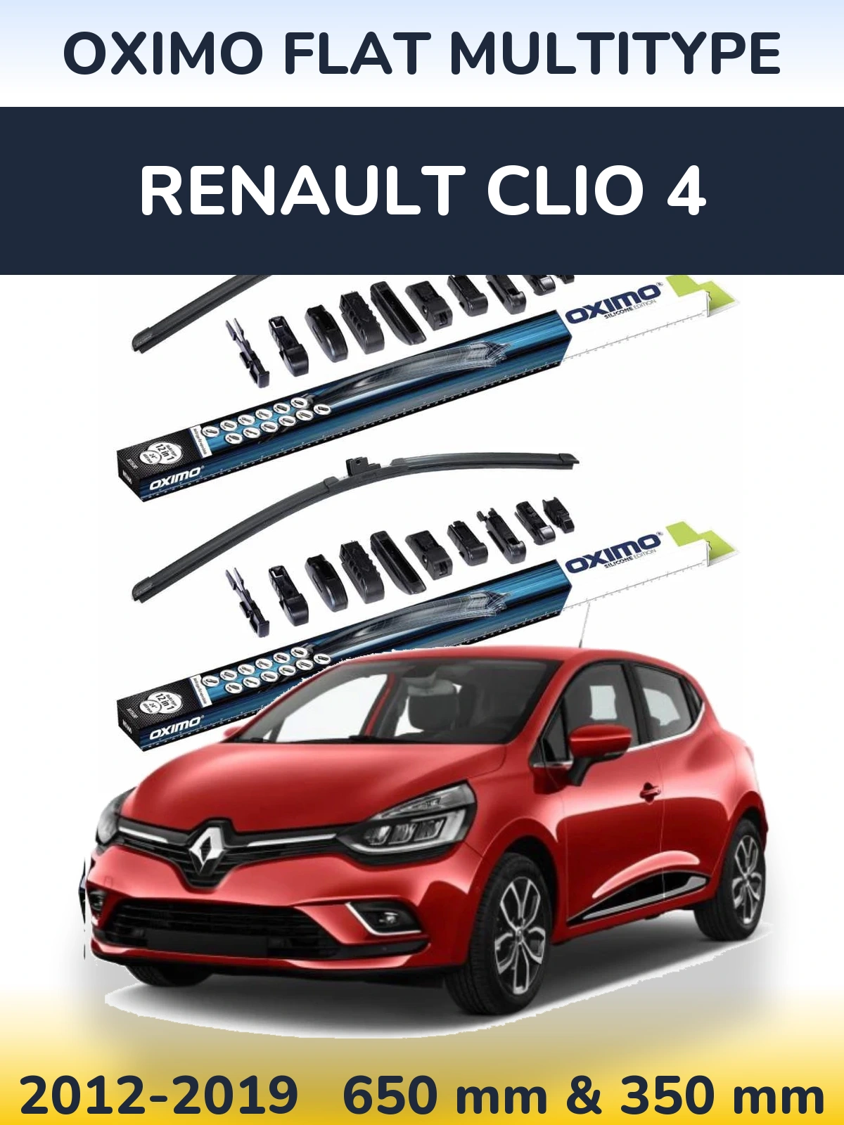 Sada předních stěračů Oximo Flat MultiType 650 a 350 mm pro Renault Clio 4 2012-2019