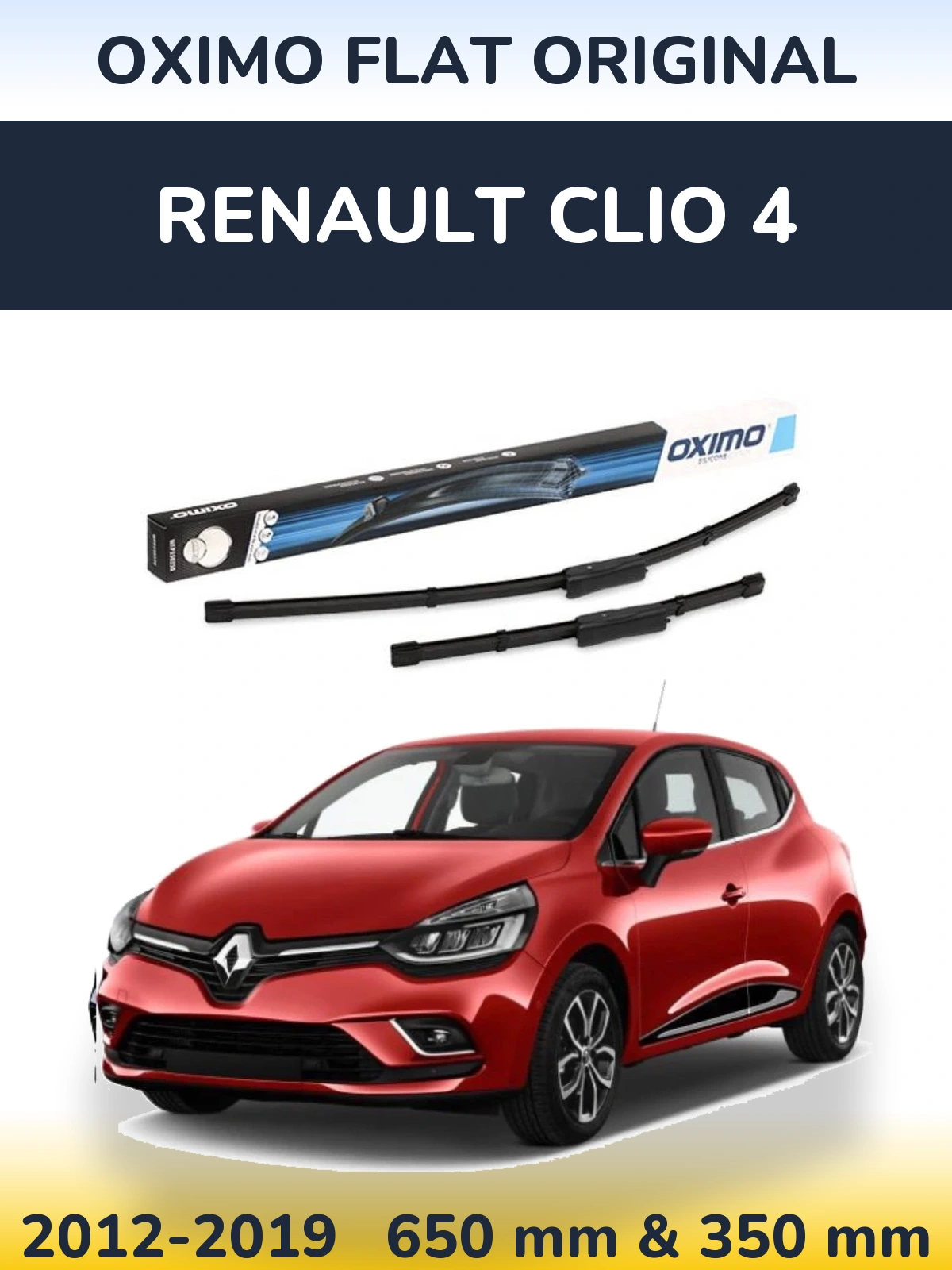 Sada předních stěračů Oximo Flat Original 650 a 350 mm pro Renault Clio 4 2012-2019