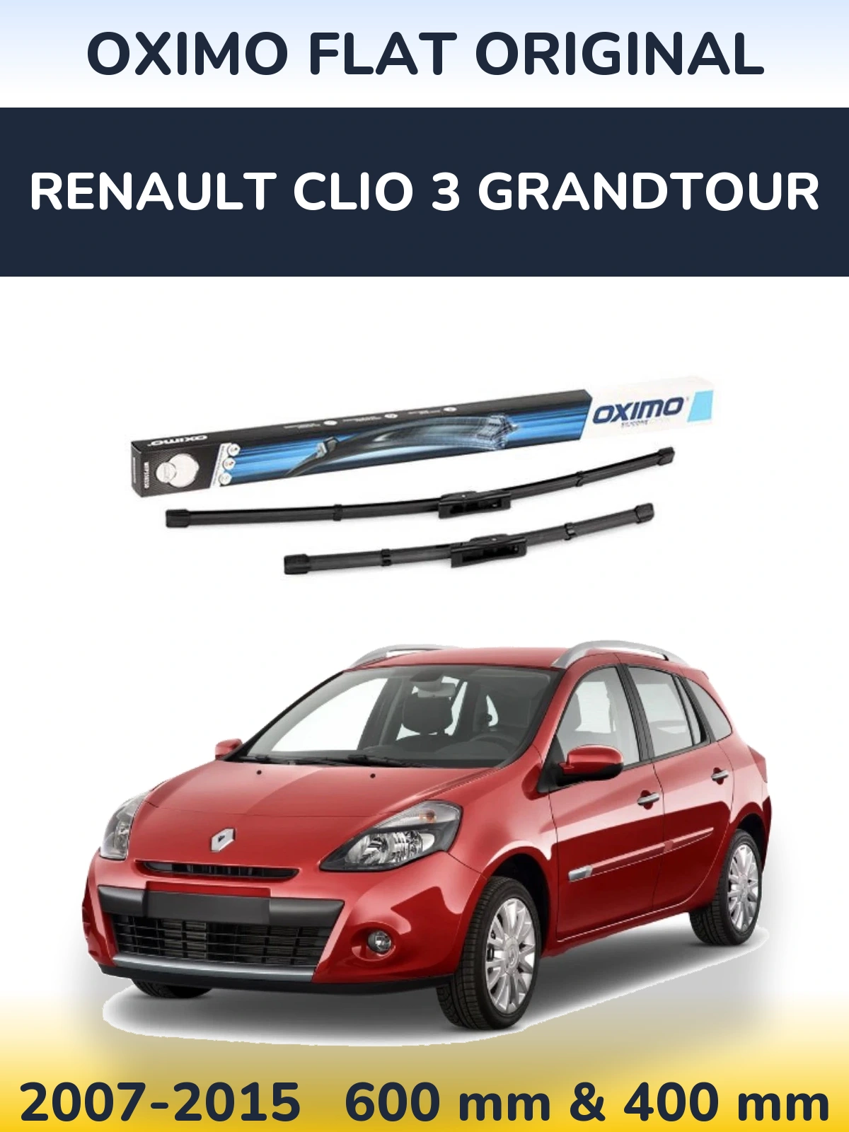 Sada předních stěračů Oximo Flat Original 600 a 400 mm pro Renault Clio 3 Grandtour 2007-2015