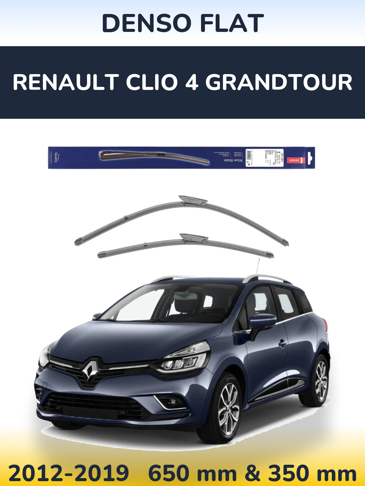 Sada předních stěračů Denso Flat 650 a 350 mm pro Renault Clio 4 Grandtour 2012-2019