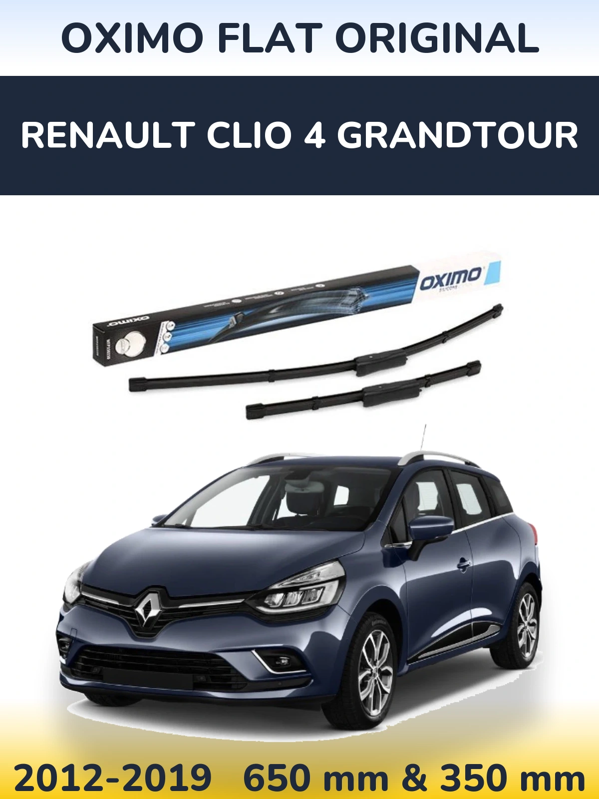 Sada předních stěračů Oximo Flat Original 650 a 350 mm pro Renault Clio 4 Grandtour 2012-2019