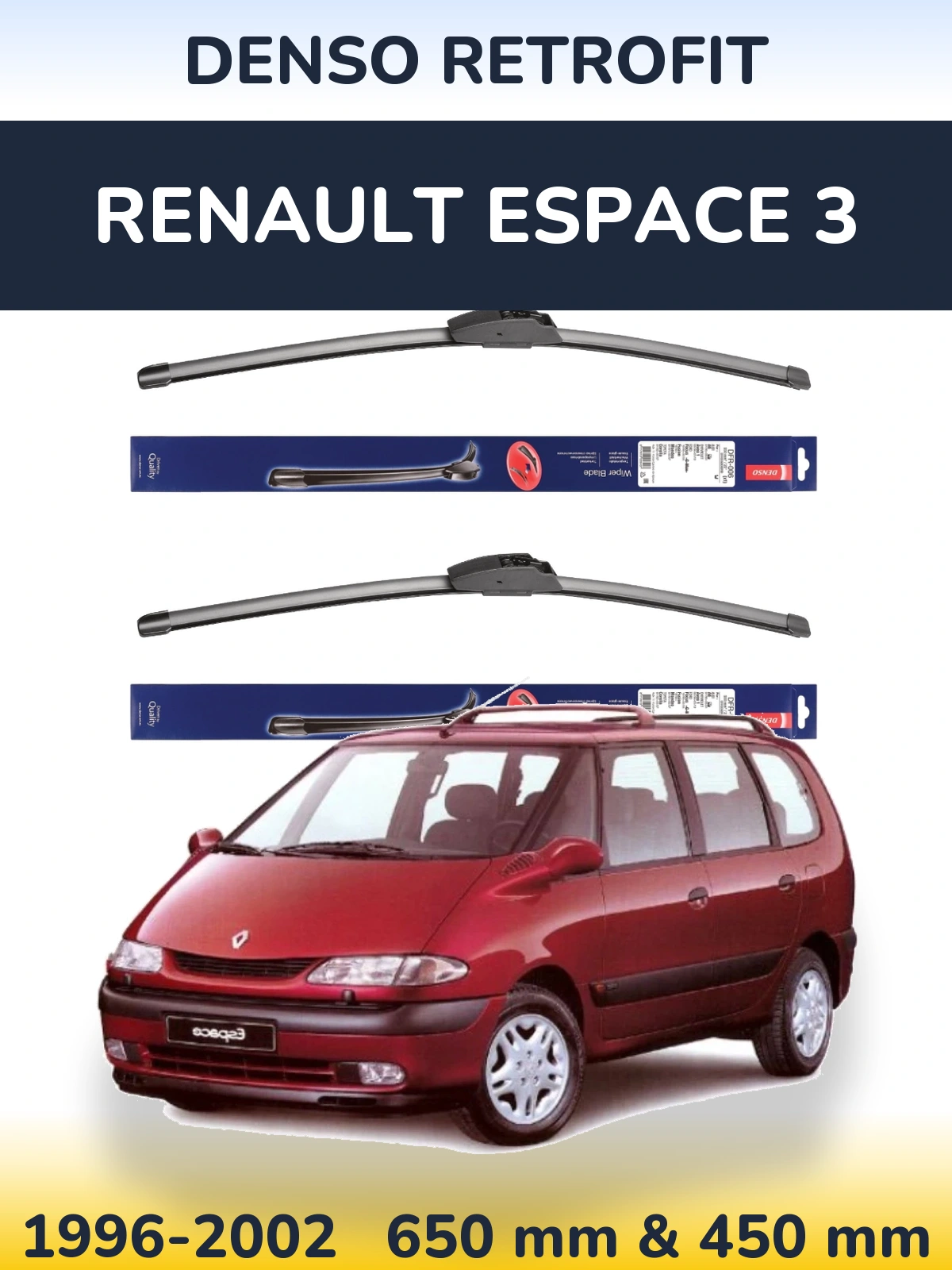 Sada předních stěračů Denso Retrofit 650 a 450 mm pro Renault Espace 3 1996-2002