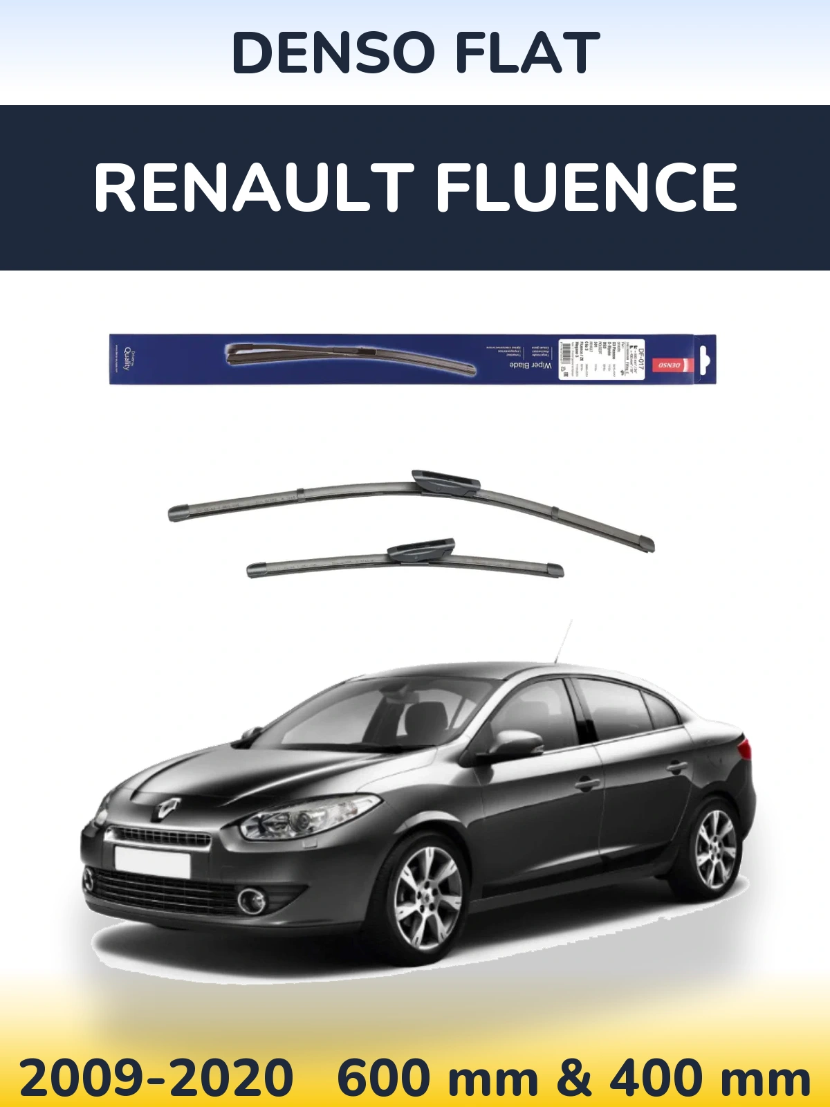 Sada předních stěračů Denso Flat 600 a 400 mm pro Renault Fluence 2009-2020