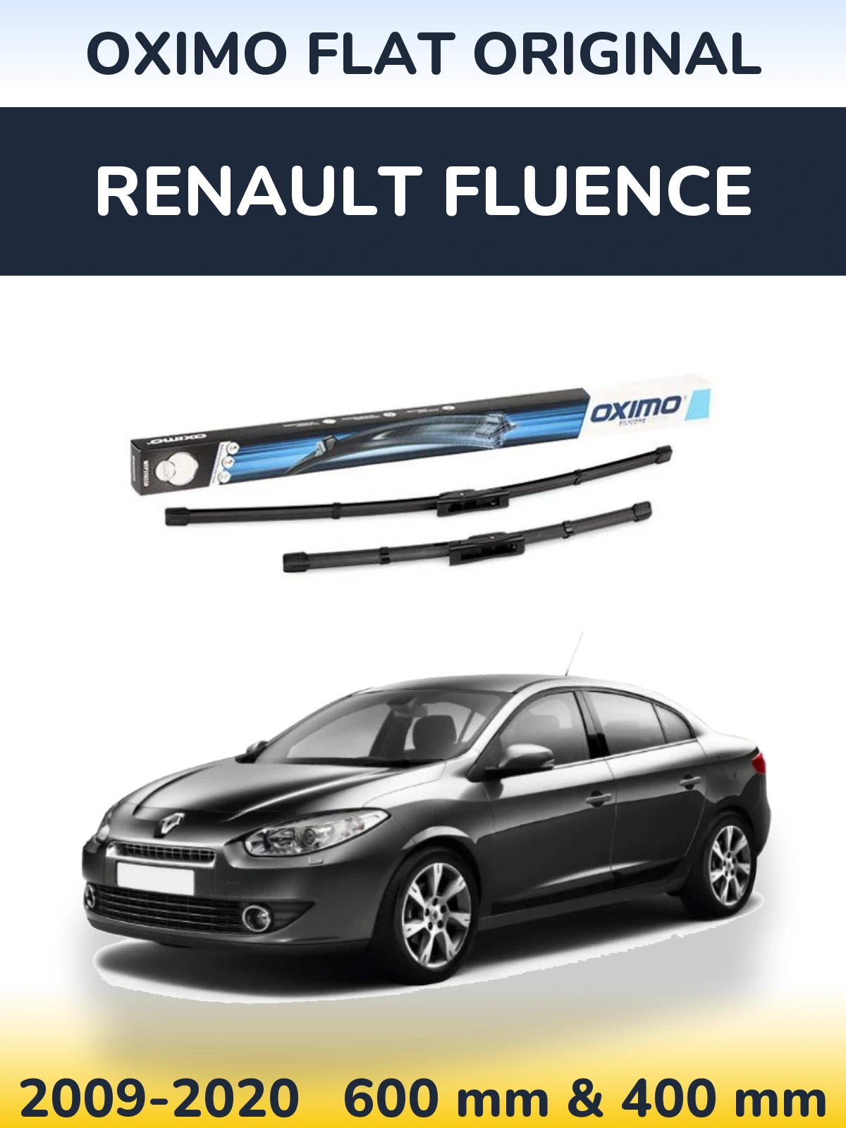 Sada předních stěračů Oximo Flat Original 600 a 400 mm pro Renault Fluence 2009-2020