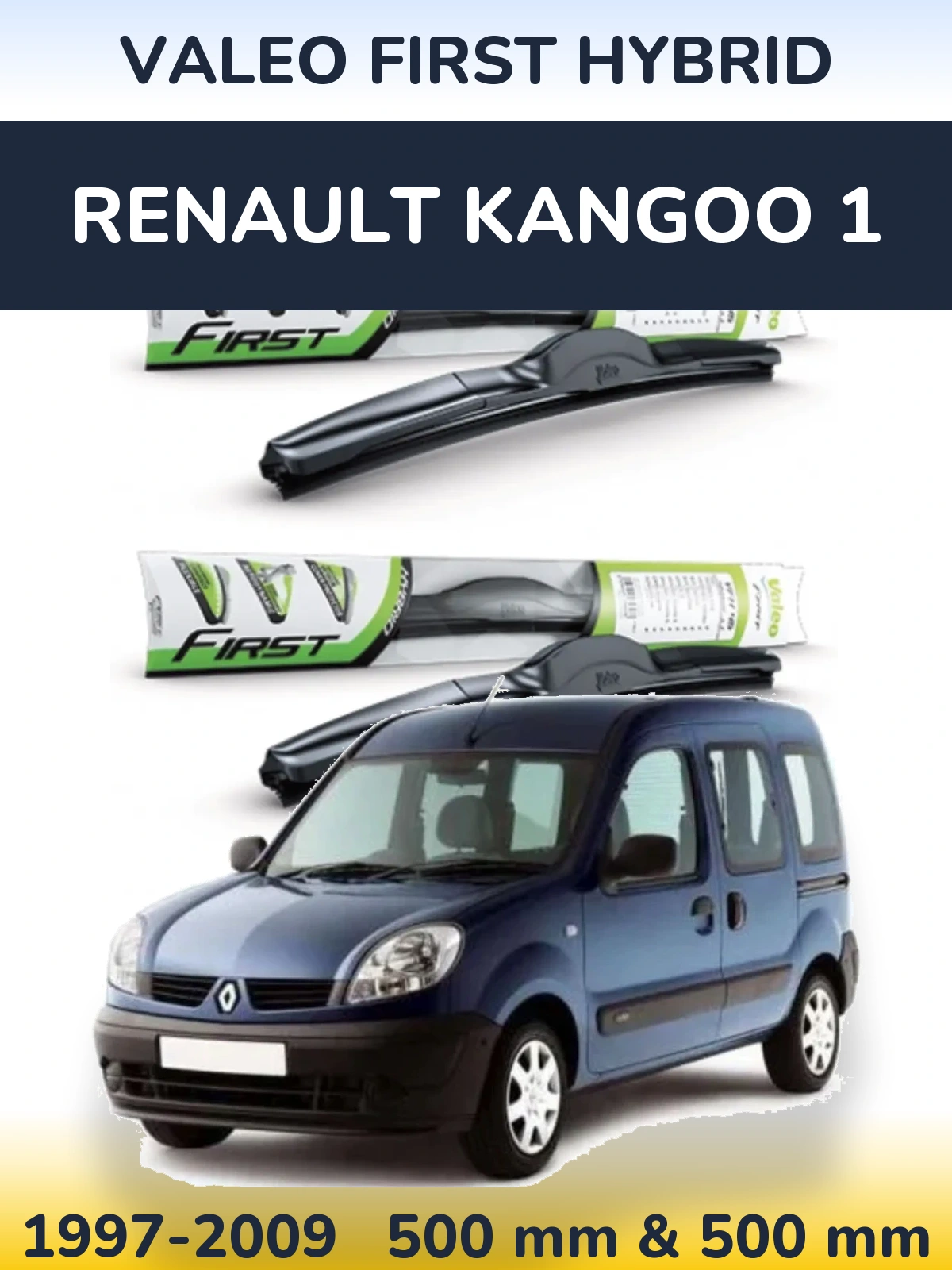 Sada předních stěračů Valeo First Hybrid 500 a 500 mm pro Renault Kangoo 1 1997-2009