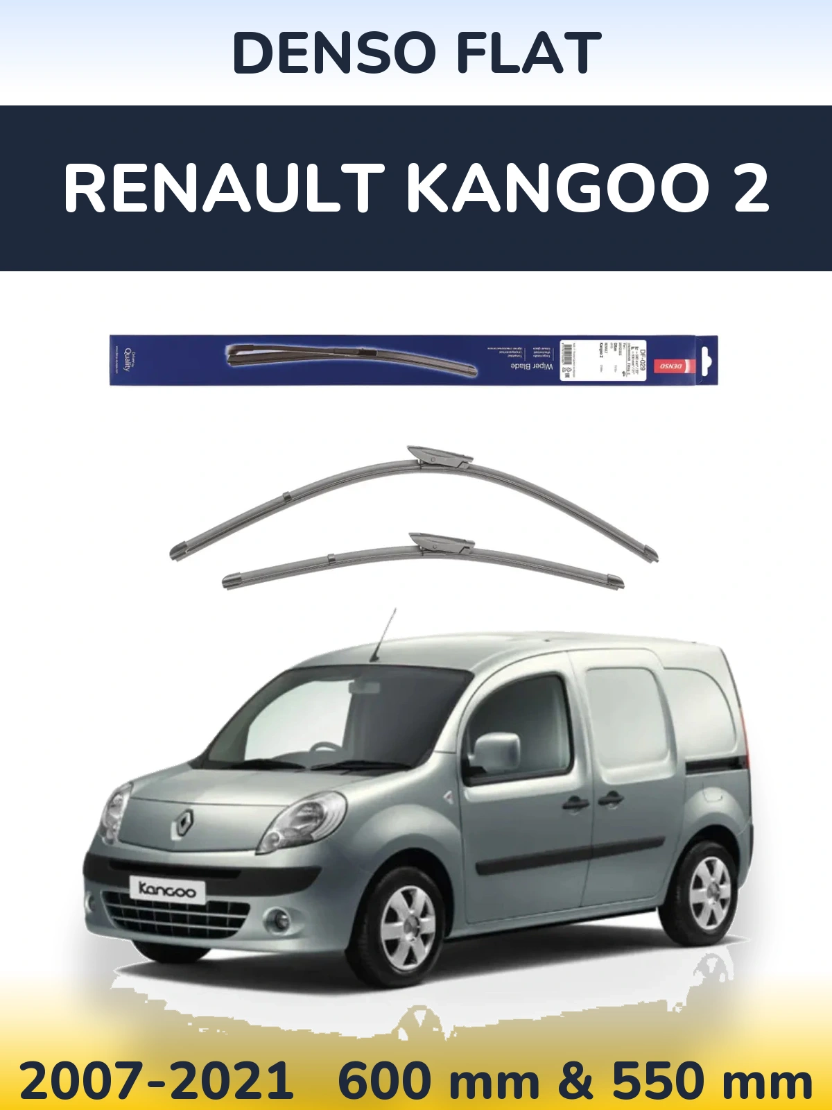 Sada předních stěračů Denso Flat 580 a 530 mm pro Renault Kangoo 2 2007-2021