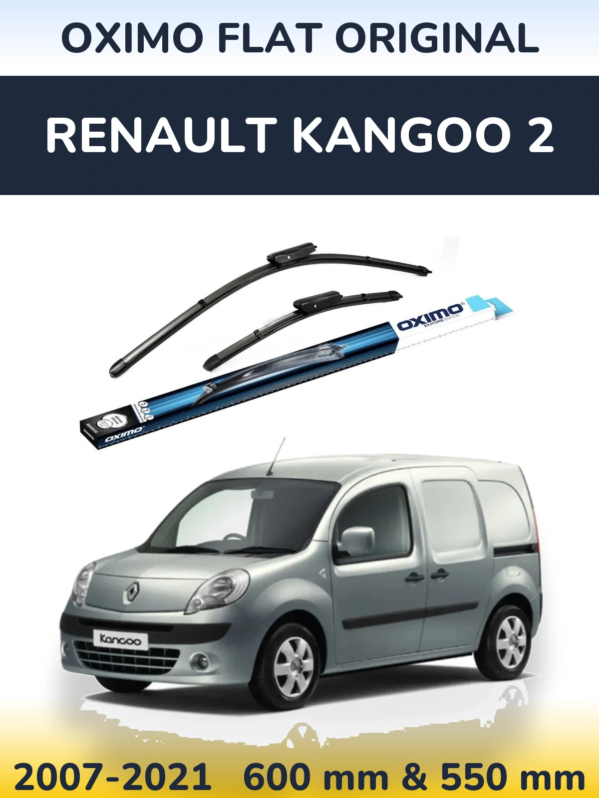 Sada předních stěračů Oximo Flat Original 600 a 550 mm pro Renault Kangoo 2 2007-2021