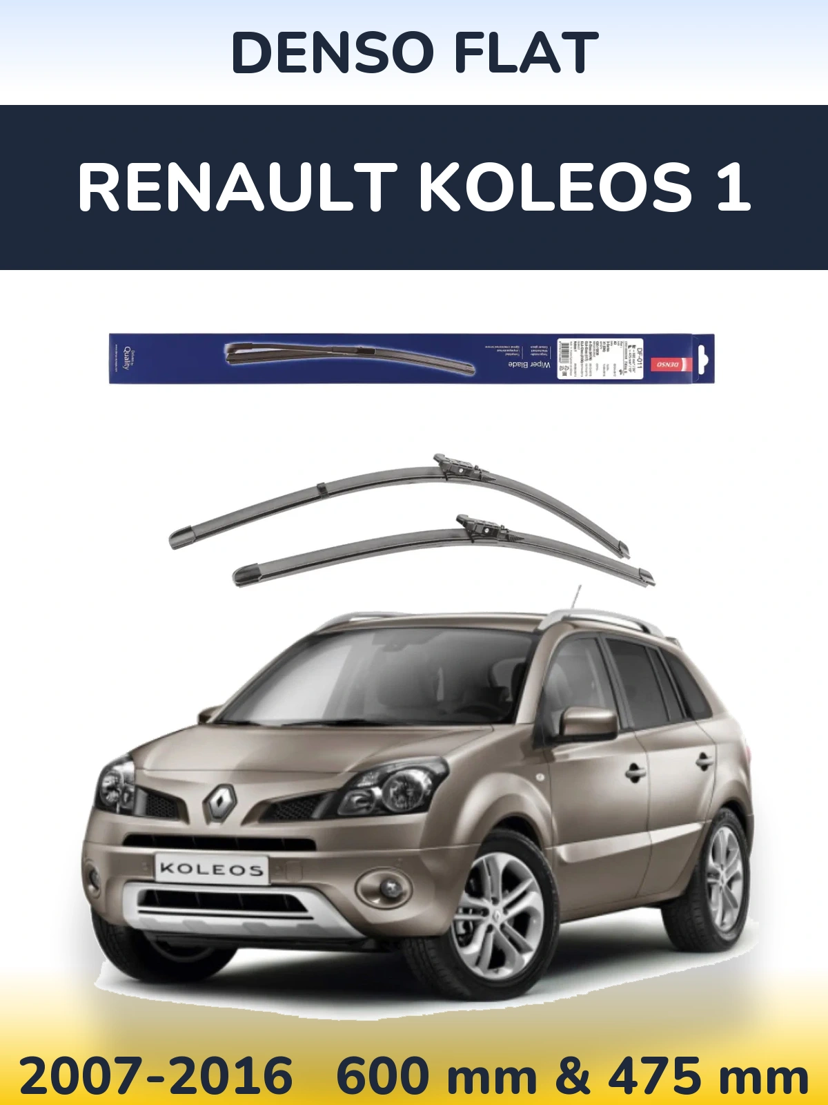 Sada předních stěračů Denso Flat 600 a 475 mm pro Renault Koleos 1 2007-2016