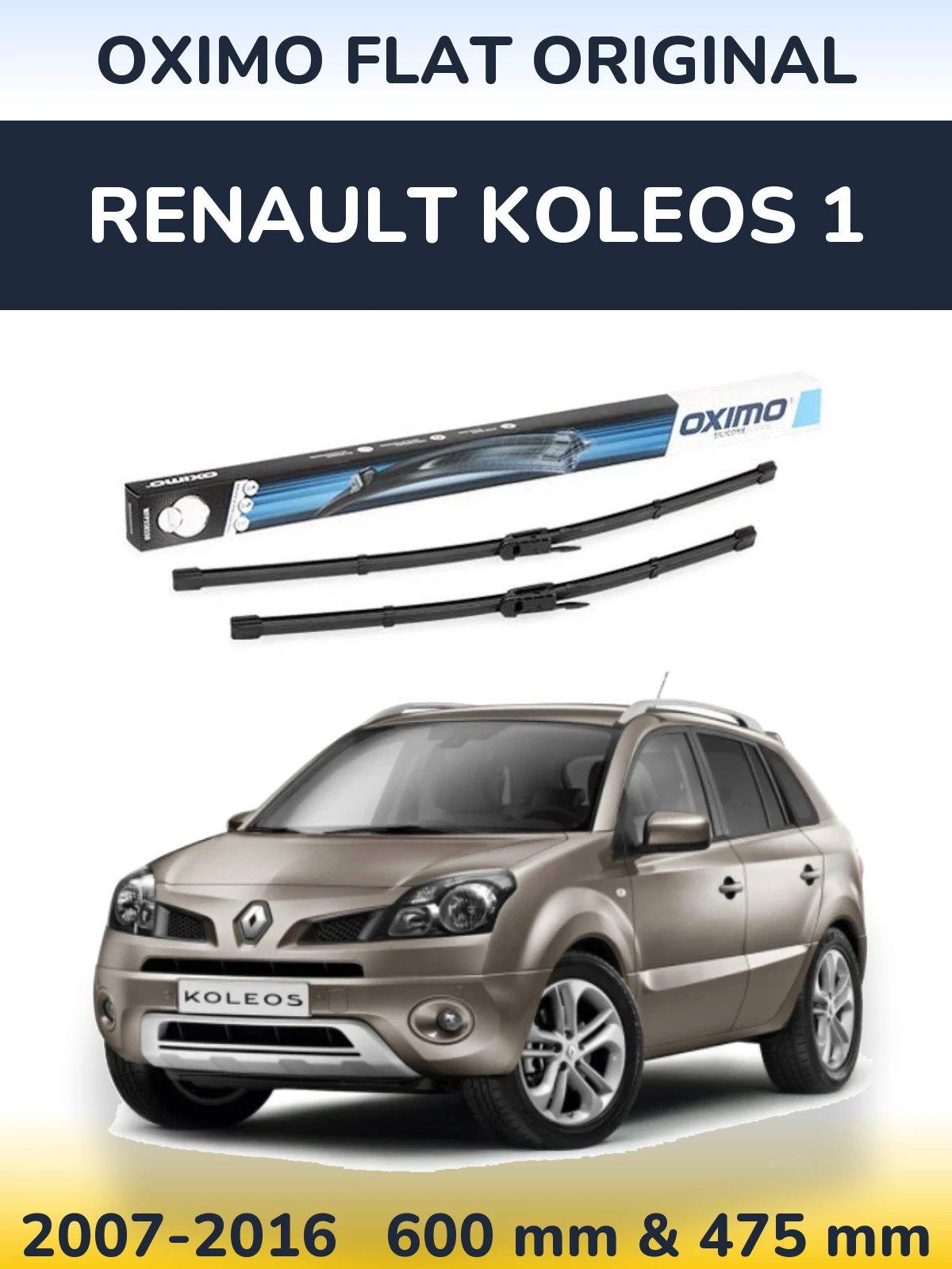 Sada předních stěračů Oximo Flat Original 600 a 475 mm pro Renault Koleos 1 2007-2016