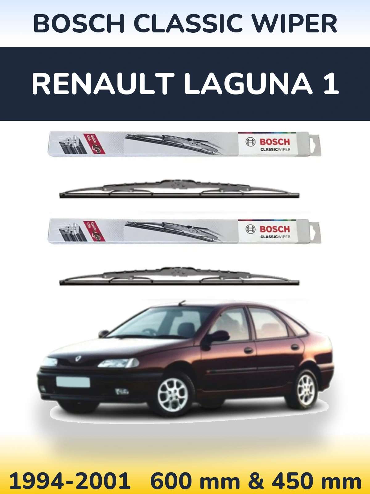 Sada předních stěračů BOSCH Classic Wiper 600 a 450 mm pro Renault Laguna 1 1994-2001
