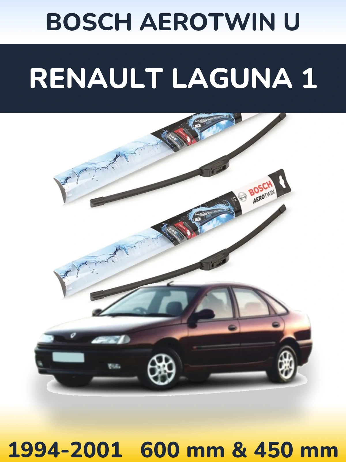 Sada předních stěračů BOSCH AeroTwin U 600 a 450 mm pro Renault Laguna 1 1994-2001