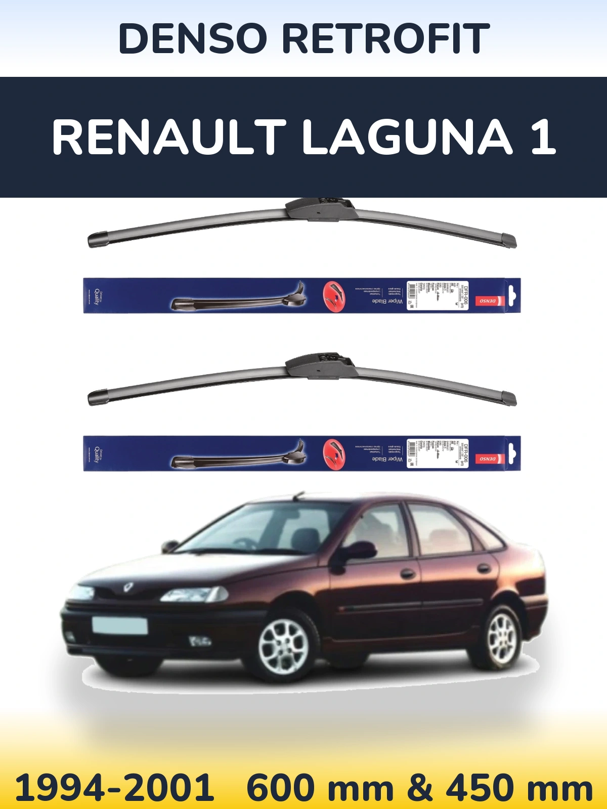 Sada předních stěračů Denso Retrofit 600 a 450 mm pro Renault Laguna 1 1994-2001