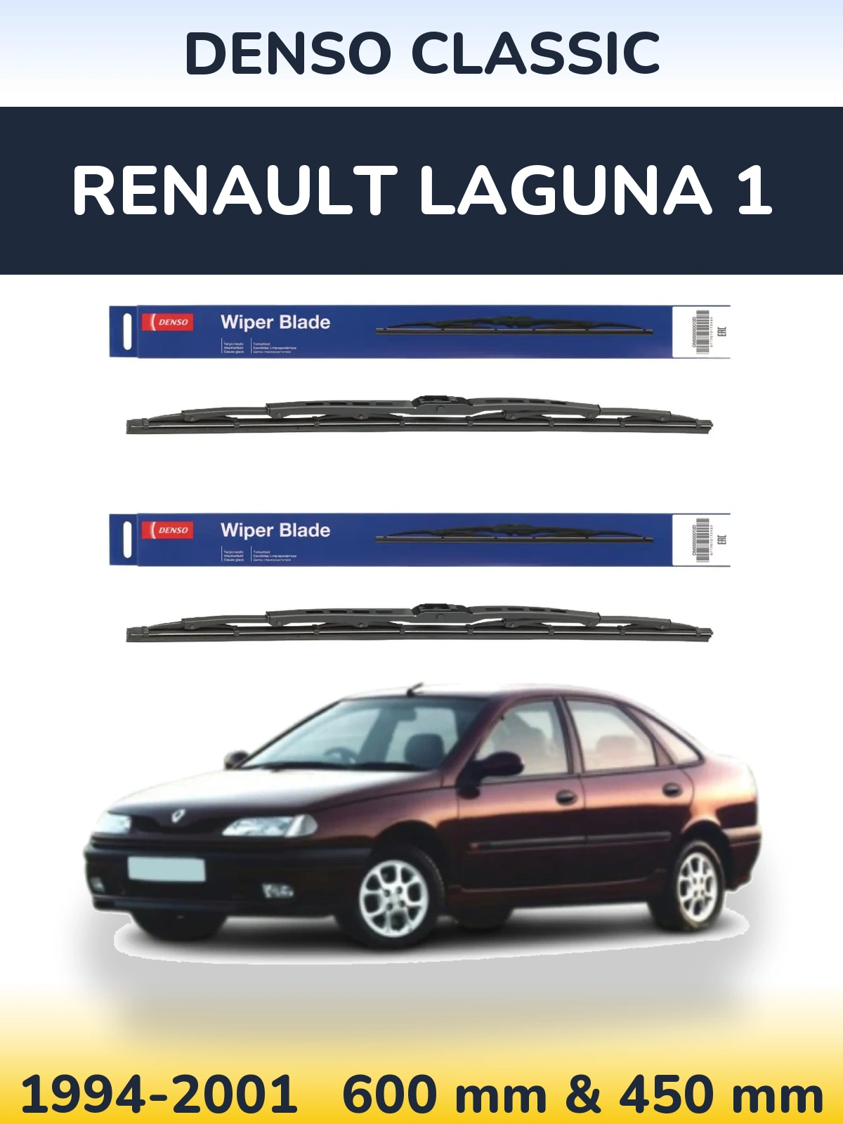 Sada předních stěračů Denso Classic 600 a 450 mm pro Renault Laguna 1 1994-2001