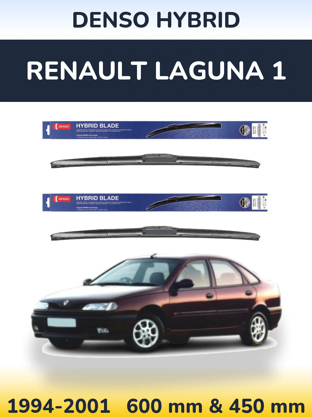 Sada předních stěračů Denso Hybrid 600 a 450 mm pro Renault Laguna 1 1994-2001