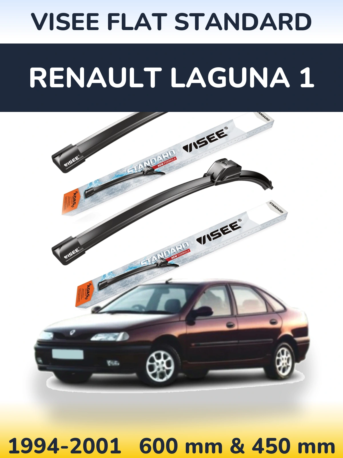 Sada předních stěračů VISEE FLAT STANDARD 600 a 450 mm pro Renault Laguna 1 1994-2001