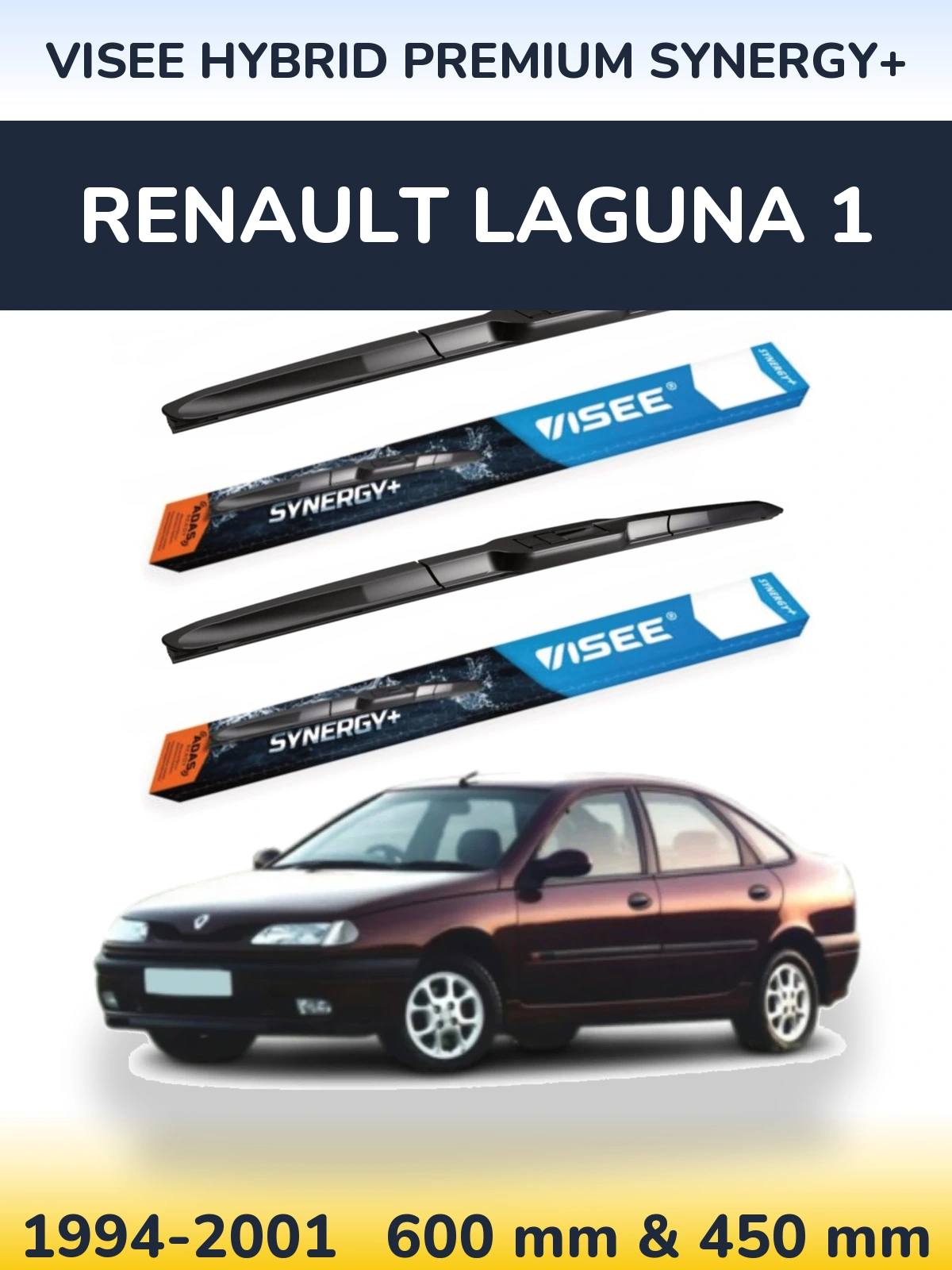 Sada předních stěračů VISEE HYBRID PREMIUM SYNERGY+ 600 a 450 mm pro Renault Laguna 1 1994-2001