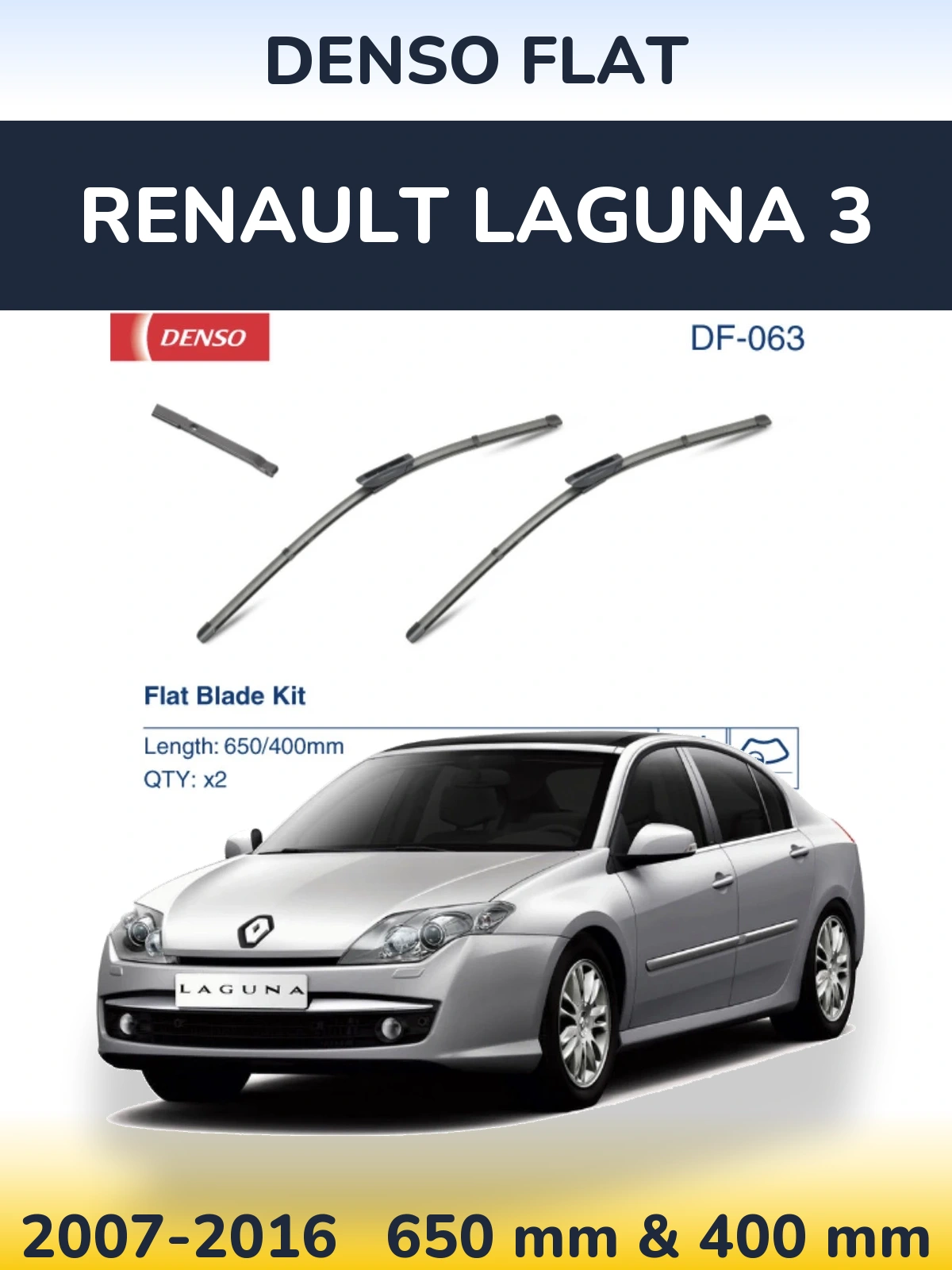 Sada předních stěračů Denso Flat 650 a 400 mm pro Renault Laguna 3 2007-2016
