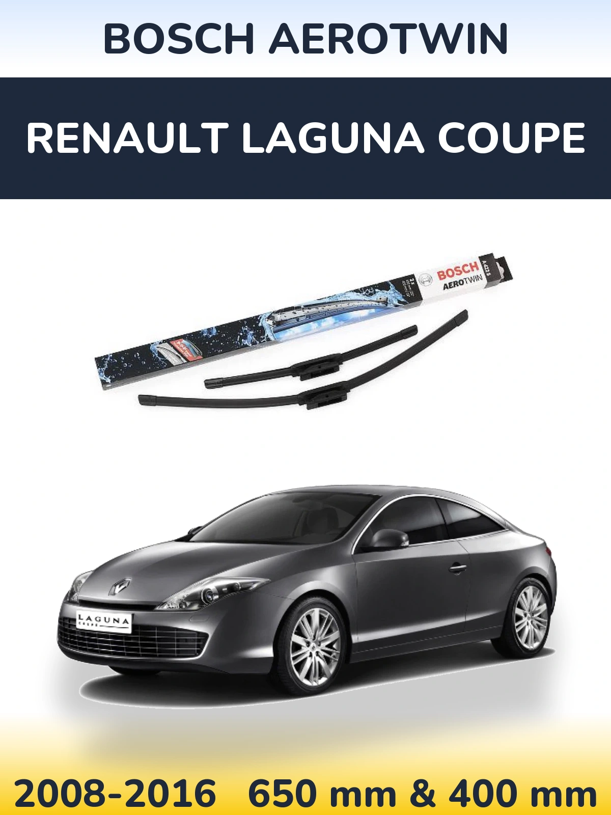 Sada předních stěračů BOSCH AeroTwin 650 a 400 mm pro Renault Laguna Coupe 2008-2016