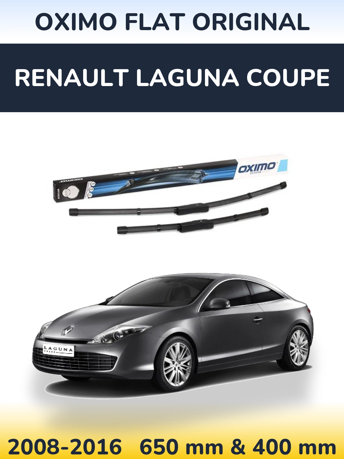 Комплект передніх щіток Oximo Flat Original 650 & 400 мм для Renault Laguna Coupe 2008-2016