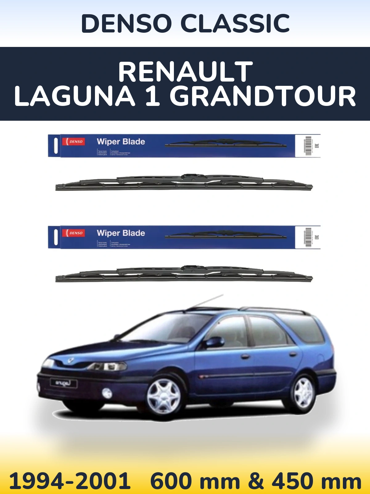 Sada předních stěračů Denso Classic 600 a 450 mm pro Renault Laguna 1 Grandtour 1994-2001