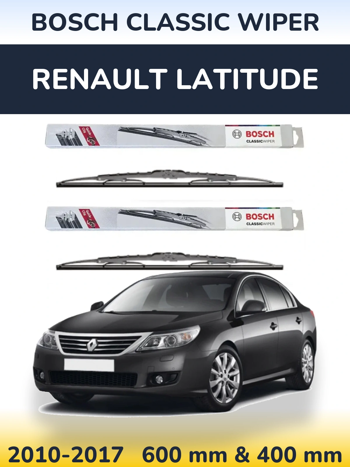 Sada předních stěračů BOSCH Classic Wiper 600 a 400 mm pro Renault Latitude 2010-2017