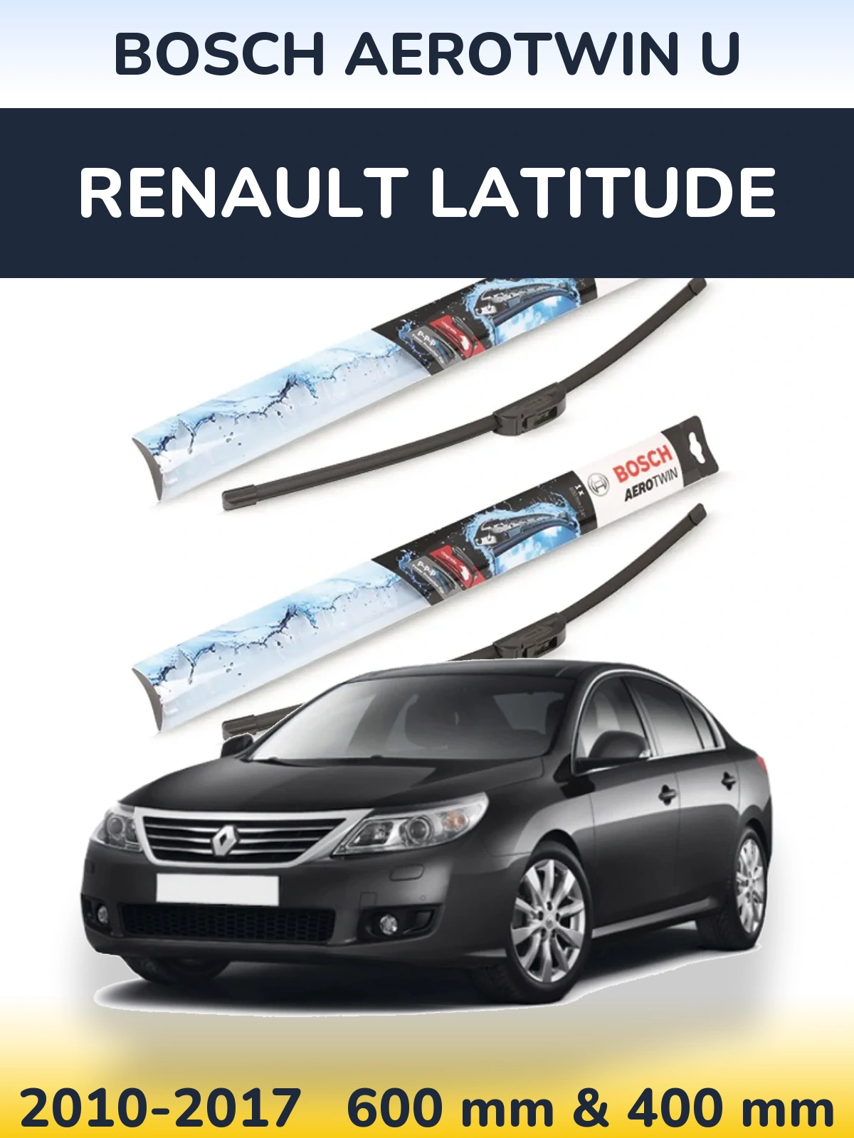 Комплект передніх щіток BOSCH AeroTwin U 600 & 400 мм для Renault Latitude 2010-2017