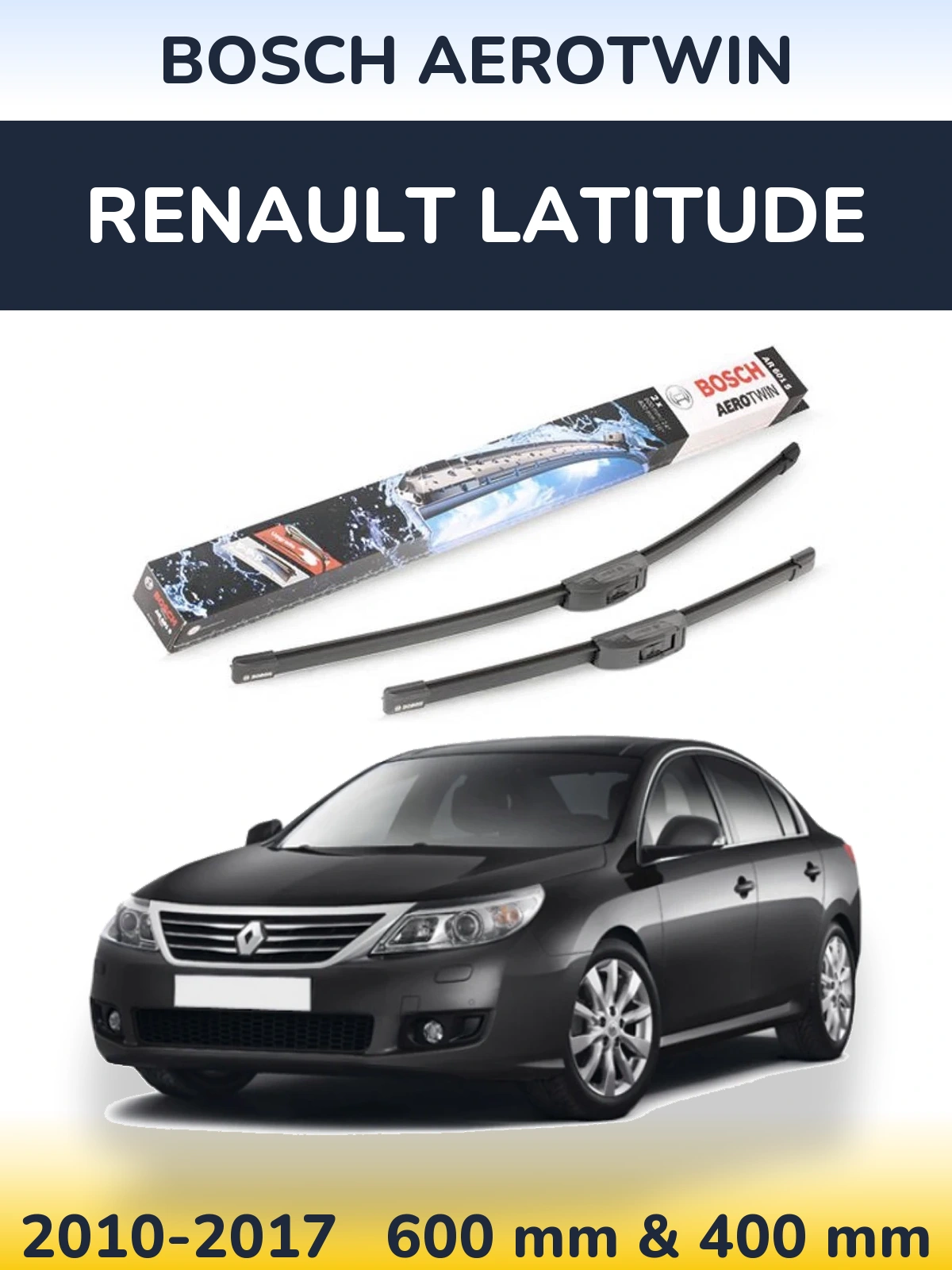 Sada předních stěračů BOSCH AeroTwin 600 a 400 mm pro Renault Latitude 2010-2017